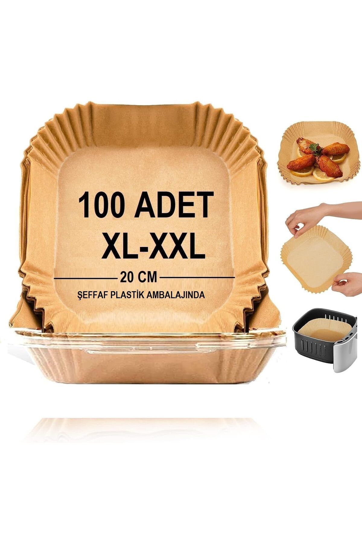 STOREMAX Home Airfryer Pişirme Kağıdı,Xl-Xxl Büyük Boy, Kare, 100 Adet Hava Fritöz Parşömen
