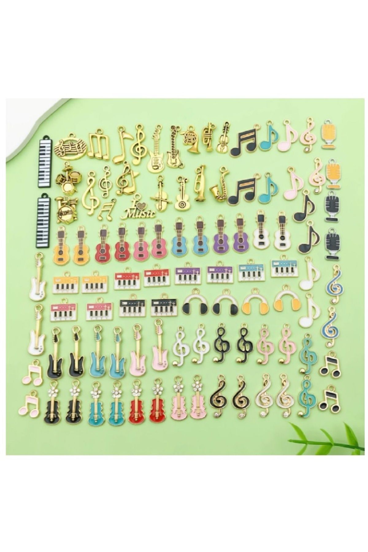 orco (100 X ADET) 1 SET MÜZİK HİSSİ SETİ ENSTRÜMAN & NOTA / BİLEKLİK & KÜPE & KOLYE UCU