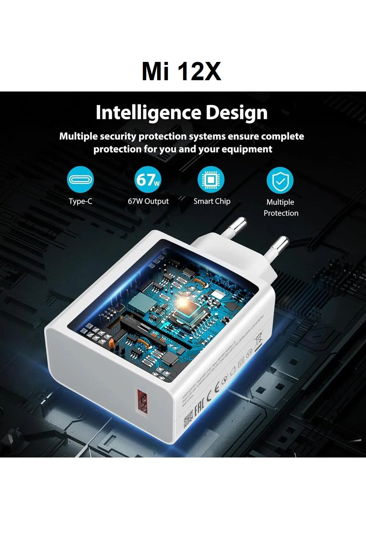 ERMER Mi 12X Modeli İçin 67W Süper Hızlı Şarj Aleti