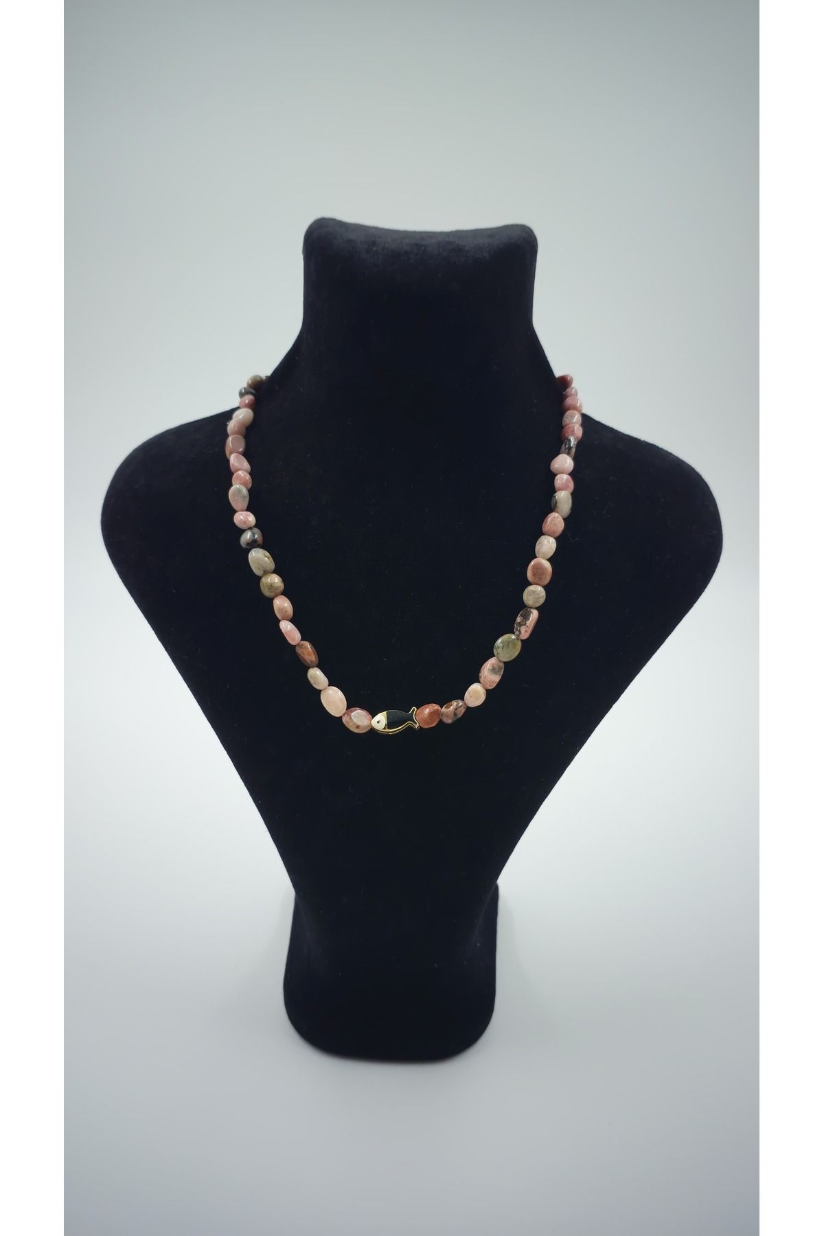 R G Handmade Design “Kalp Ateşi” Rodonit Doğaltaş Kolye
