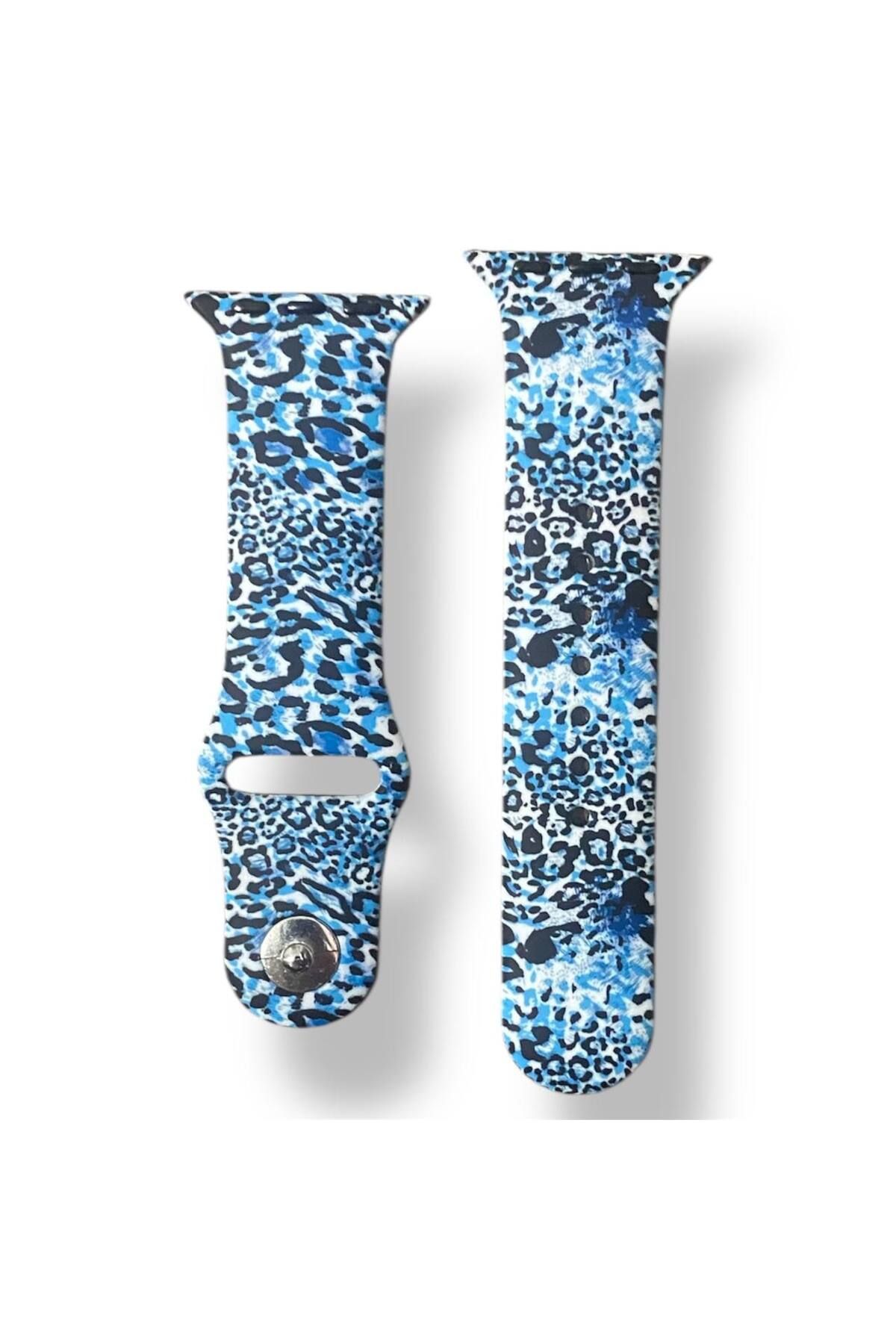 Bruntoo BR Apple Watch Series 10/9/8/7/6/5/4/SE/3/2/1 42mm-41mm-40mm-38mm (S/M) Beden Leopar Silikon kordon