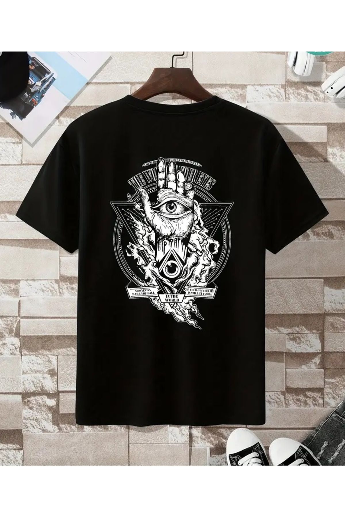 qubo sportswear & company qubo Unisex Oversize Baskılı Pamuklu Bisiklet Yaka Kısa Kollu SİYAH T-shirt