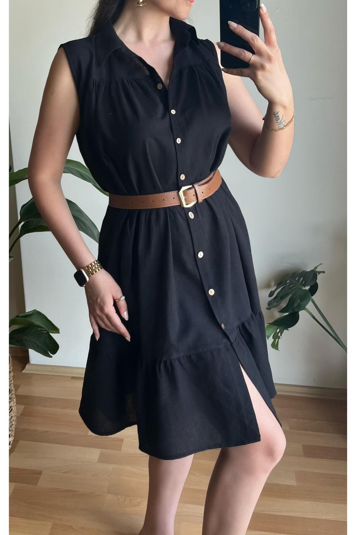 Butik BOYDAN DÜĞMELİ GENİŞ ELBİSE