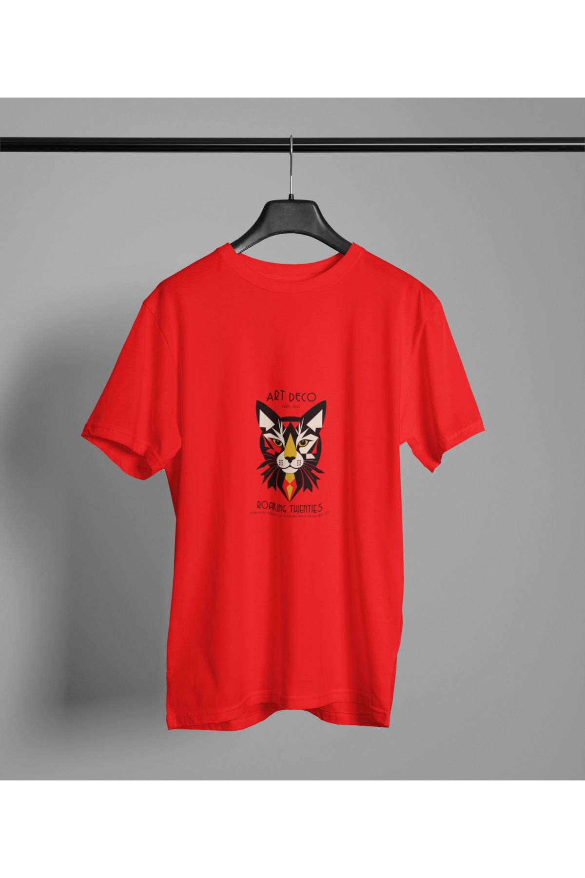 MAGORS ART KEDI BASKILI BİSİKLET YAKA PAMUKLU OVERSIZE KALIP KISA KOLLU KADIN TSHIRT
