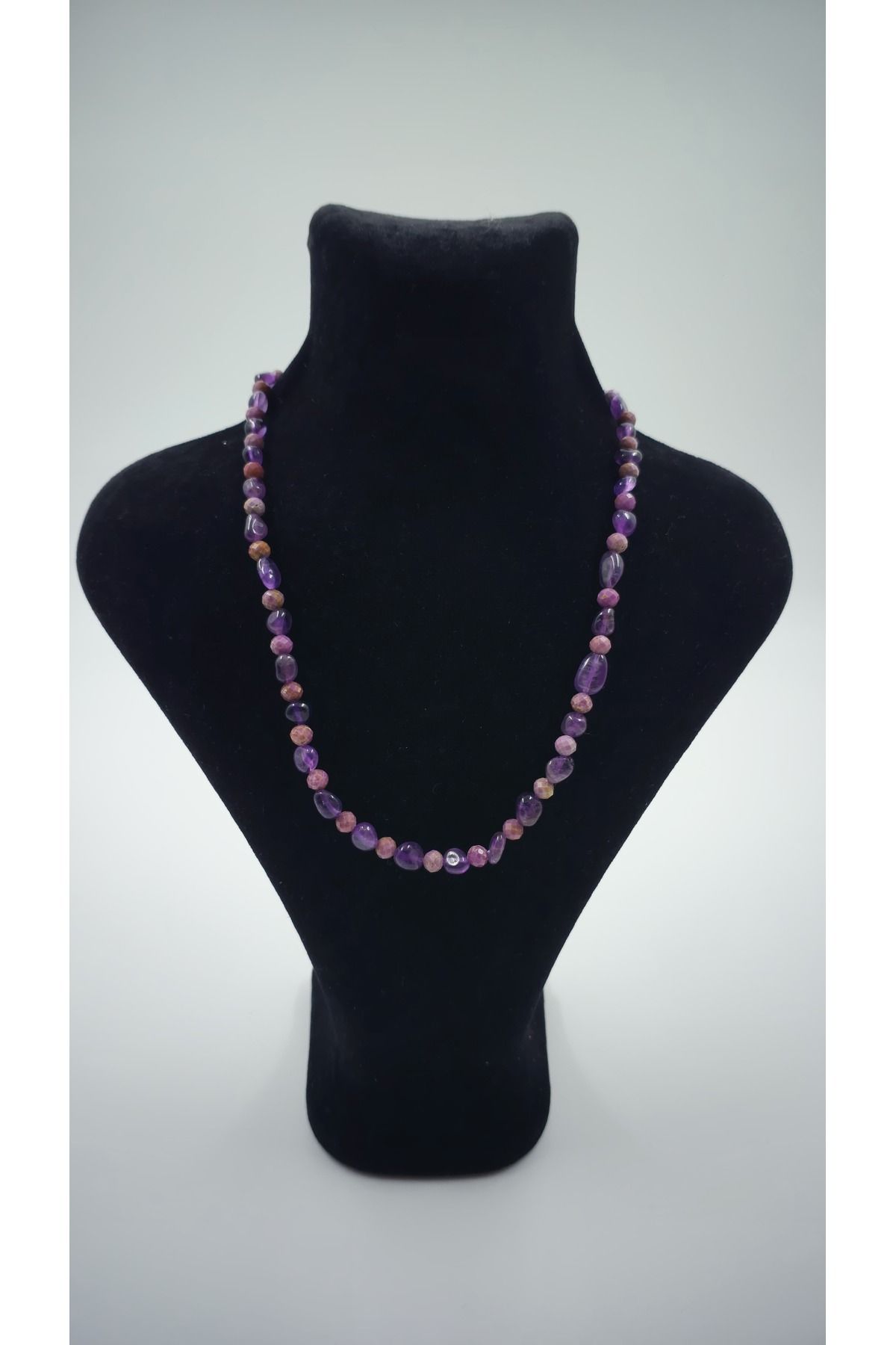 R G Handmade Design “Sezgi Yolculuğu” Ametist & Fosfosiderit Doğaltaş Kolye