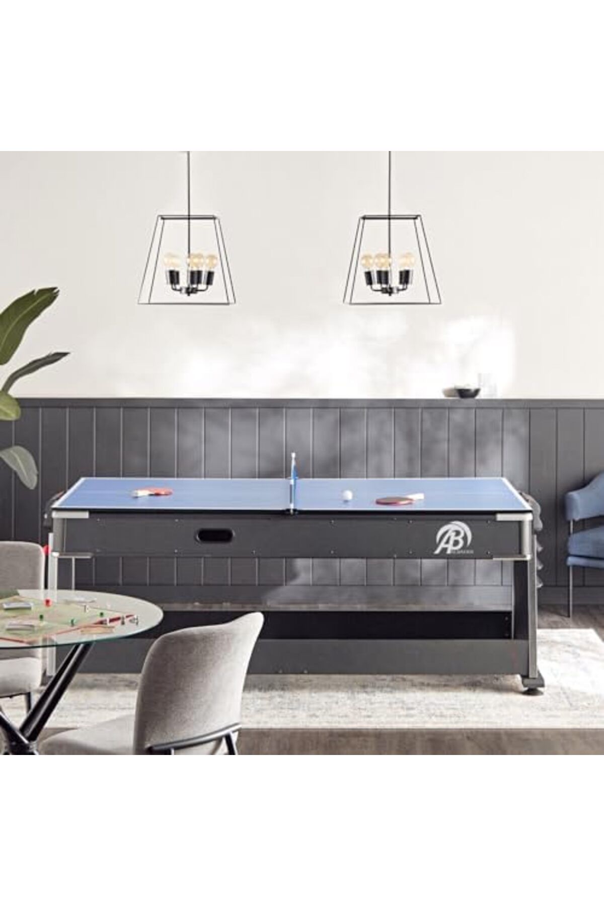 ALBADER-, 7FT 4 in 1 Multi Functional Pool Billiard Table + Air Hockey + Tennis Table + Dinning Table 5