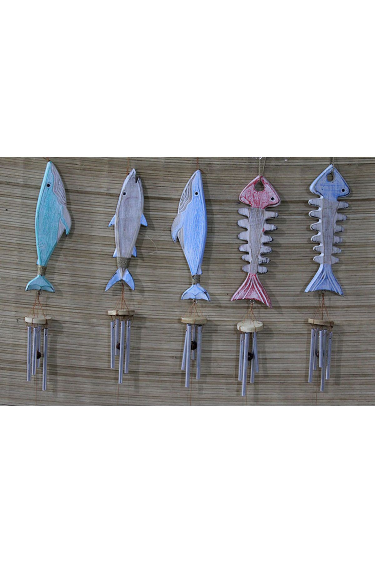 Butik Ahşap Balıklı Metal Çan