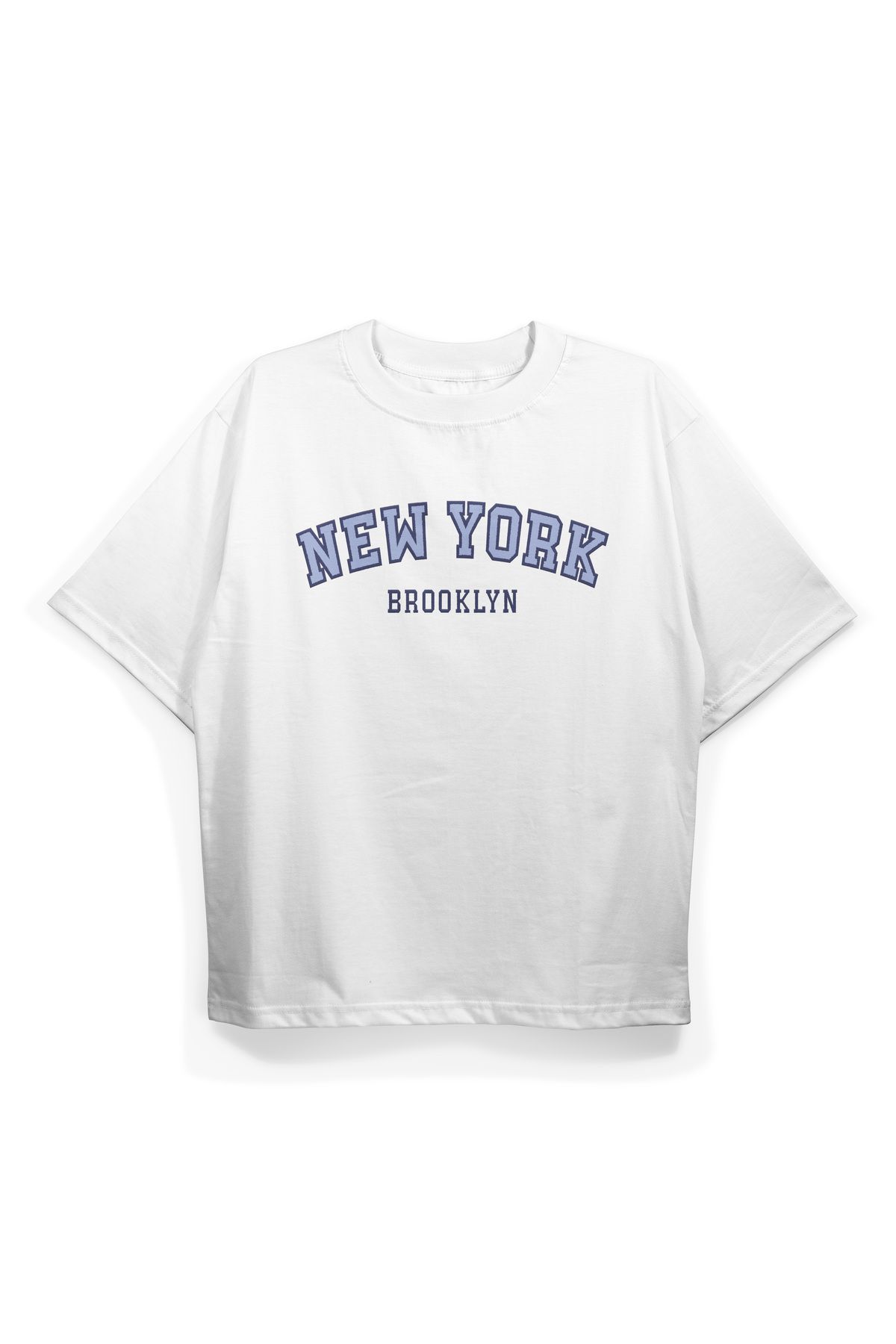 Pinned Unisex Newyork Baskılı Beyaz Oversize Tişört | Arka ve Ön Baskılı Pamuk Yazlık Erkek Kadın Tshirt