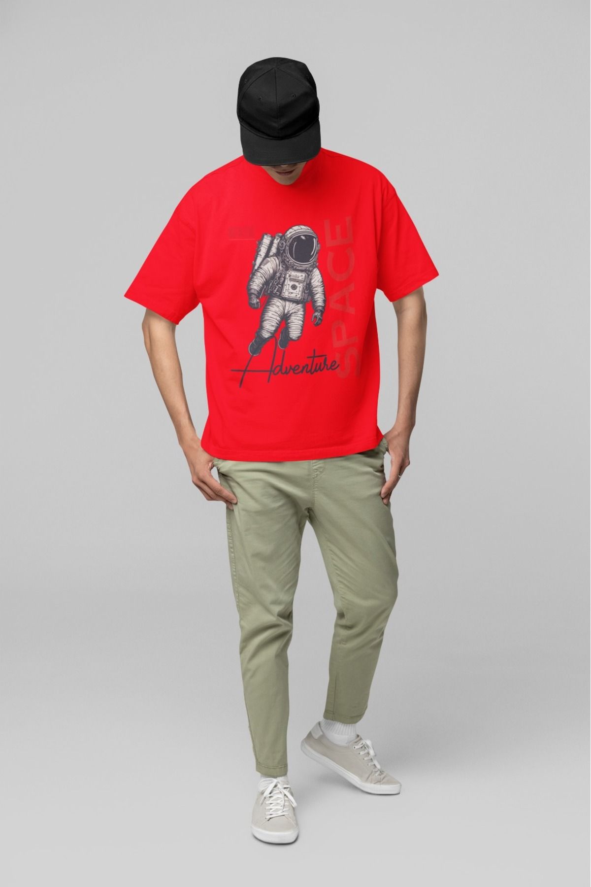 Butik %100 PAMUK ERKEK/KADIN -SPACE- TRANSFER BASKILI YUVARLAK YAKA KISA KOL TİŞÖRT