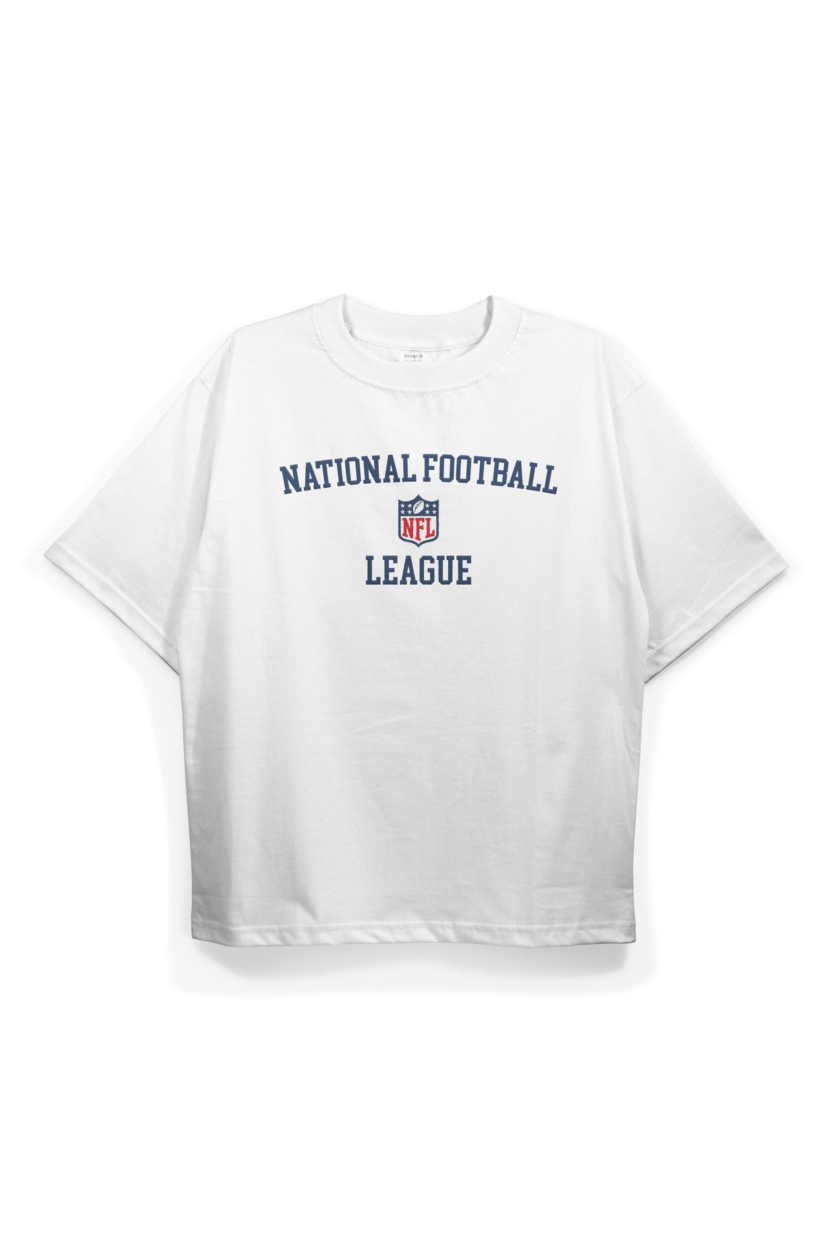 Pinned Unisex NFL Baskılı Beyaz Oversize Tişört | Arka ve Ön Baskılı Pamuk Yazlık Erkek Kadın Tshirt