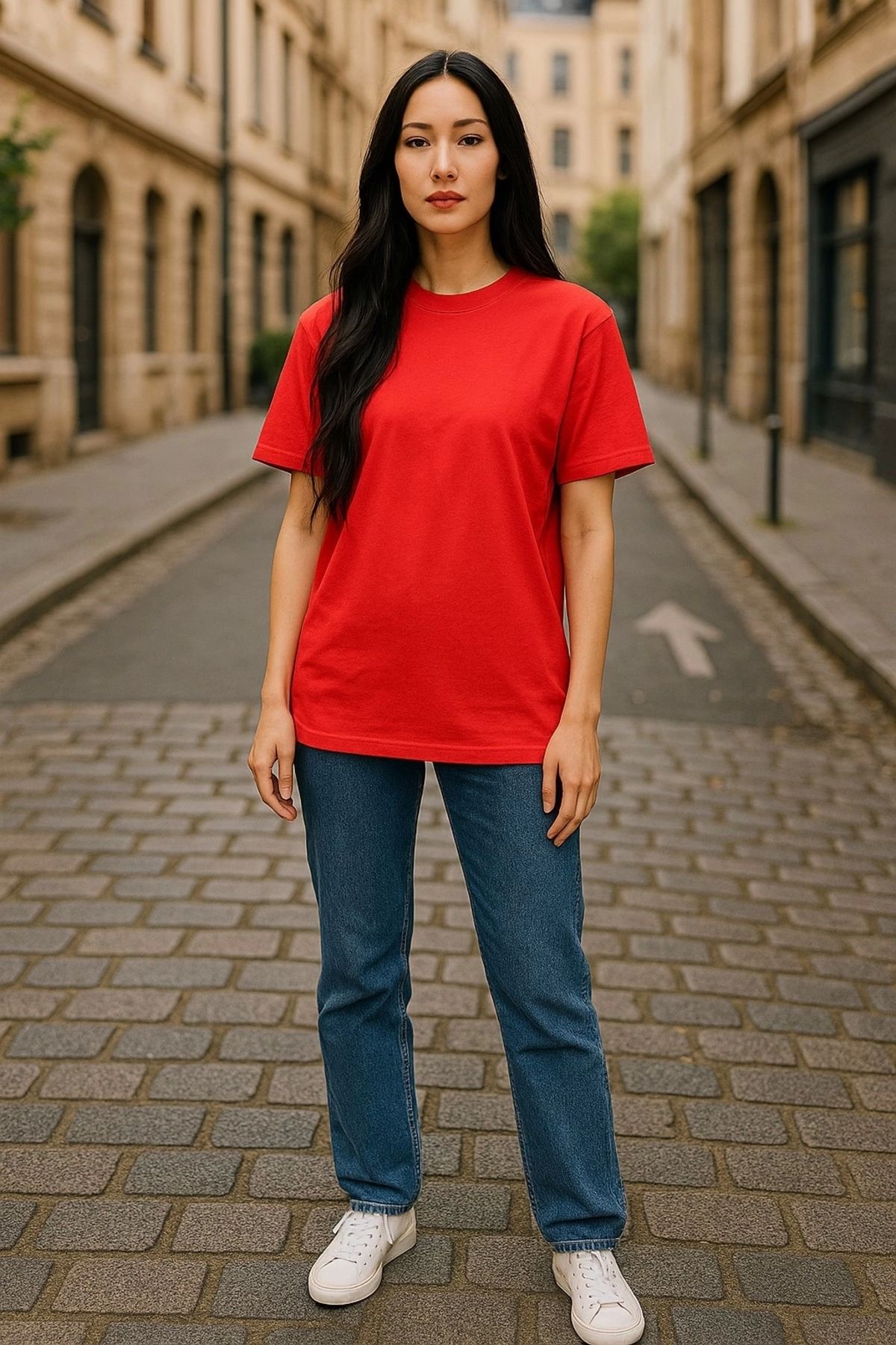 TB Terzi Bey Regular Kalıp Kadın - Erkek Unisex Basic Tişört Kırmızı