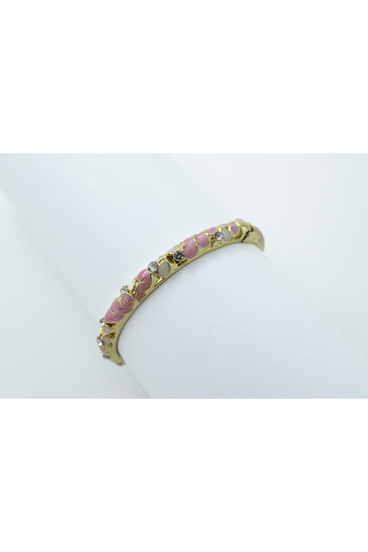 1881 STORE Çelik Yeşil - Pembe Mineli Taşlı Kelepçe Bileklik