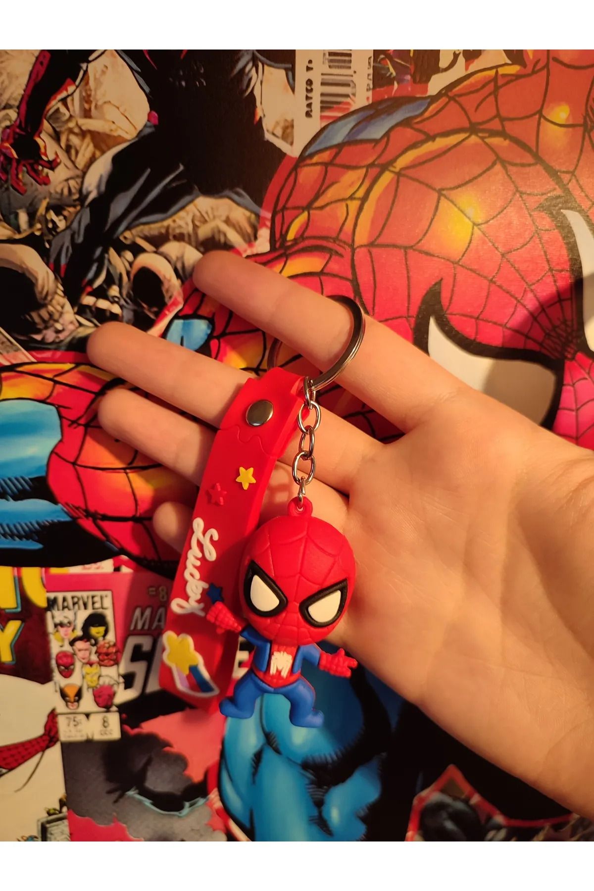 TAYEM Spiderman Örümcek Adam Anahtarlık, 3D Hediyelik Anahtarlık ve Çanta Süsü, Aksesuarı (1 Adet)