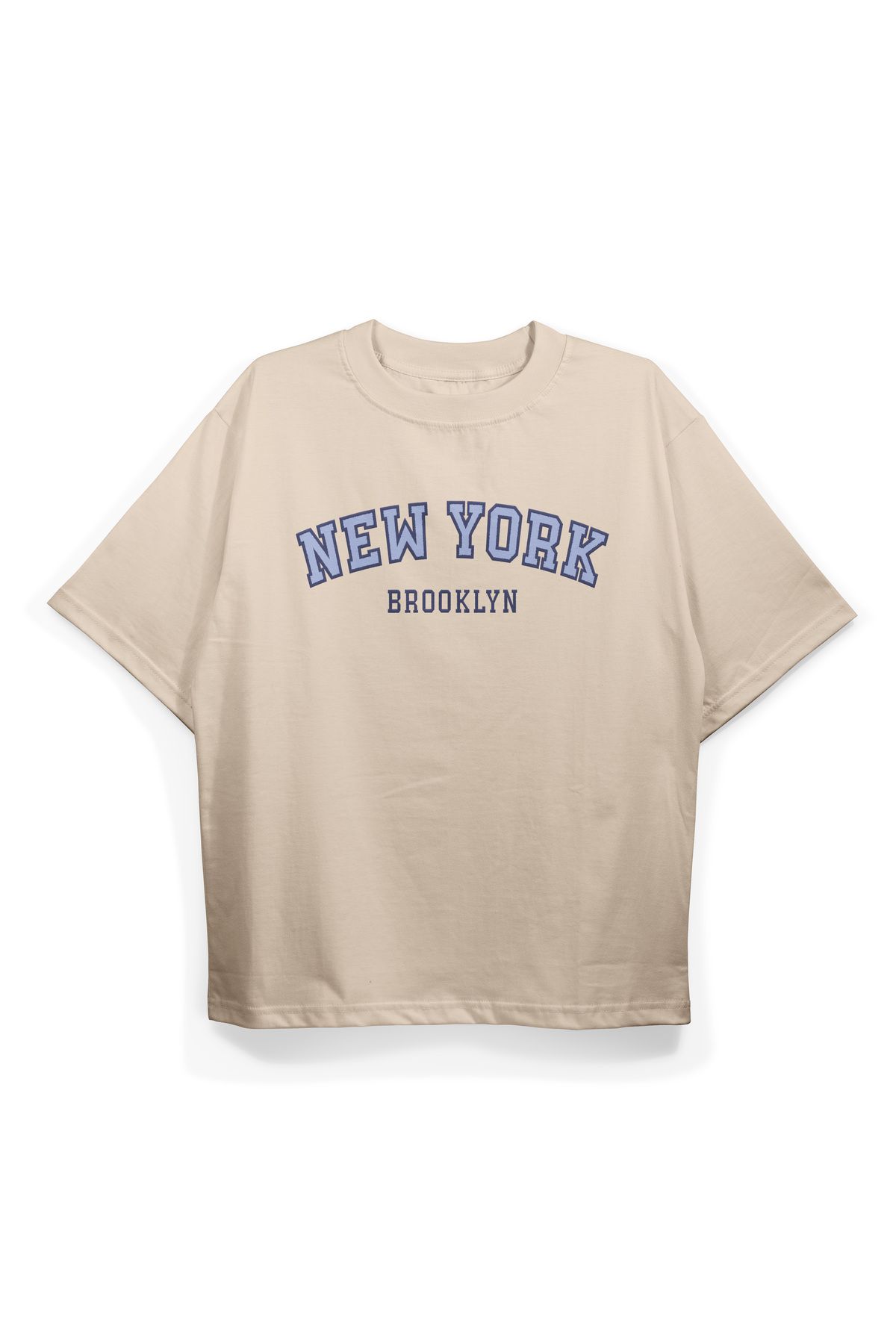Pinned Unisex Newyork Baskılı Beyaz Oversize Tişört | Arka ve Ön Baskılı Pamuk Yazlık Erkek Kadın Tshirt