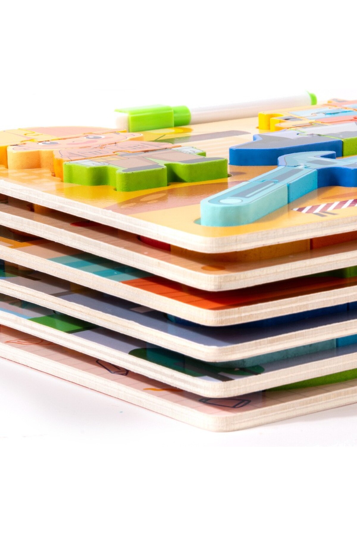 tutobaby Montessori Yazı Tahtalı ve Kalemli 3D Eğitici Öğretici Ahşap Meslek Puzzle Seti-İTFAİYECİ fotoğrafı 3 (önizleme)