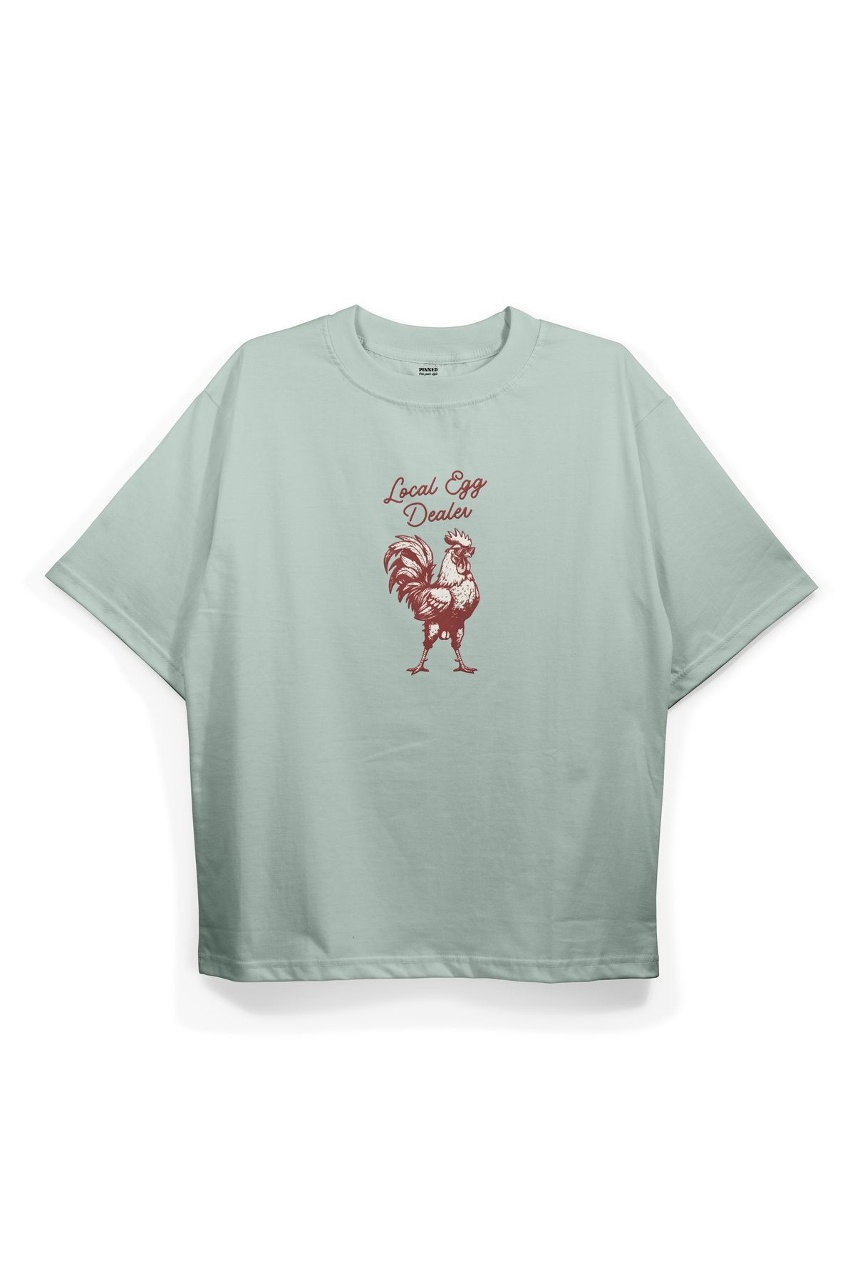 Pinned Unisex Local Egg Baskılı Beyaz Oversize Tişört | Arka ve Ön Baskılı Pamuk Yazlık Erkek Kadın Tshirt