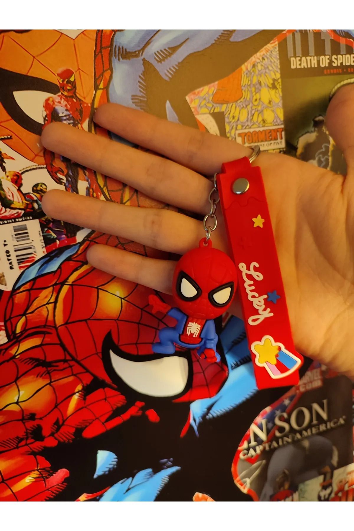 TAYEM Spiderman Örümcek Adam Anahtarlık, 3D Hediyelik Anahtarlık ve Çanta Süsü, Aksesuarı (1 Adet)