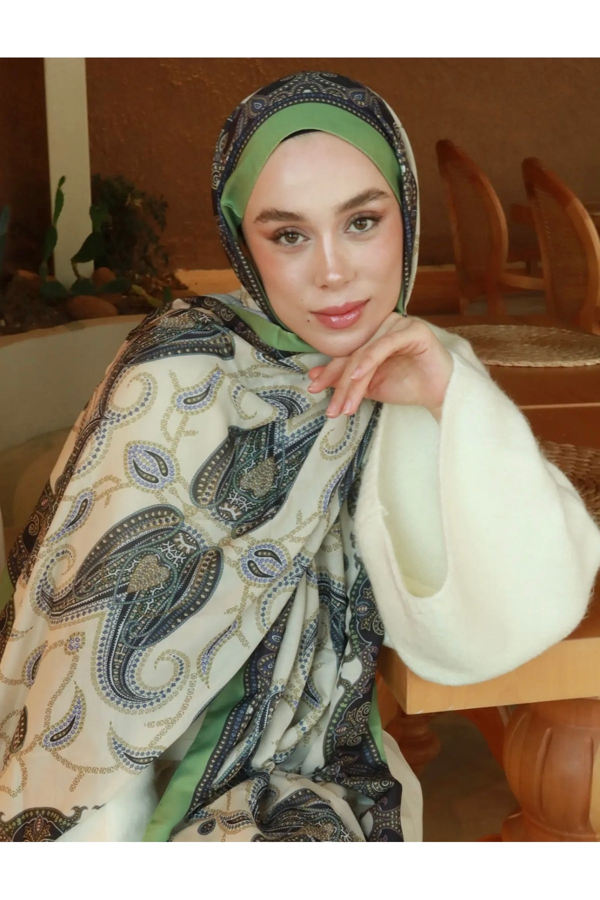 Modakaşmir Hona desen yeşil Soft şal