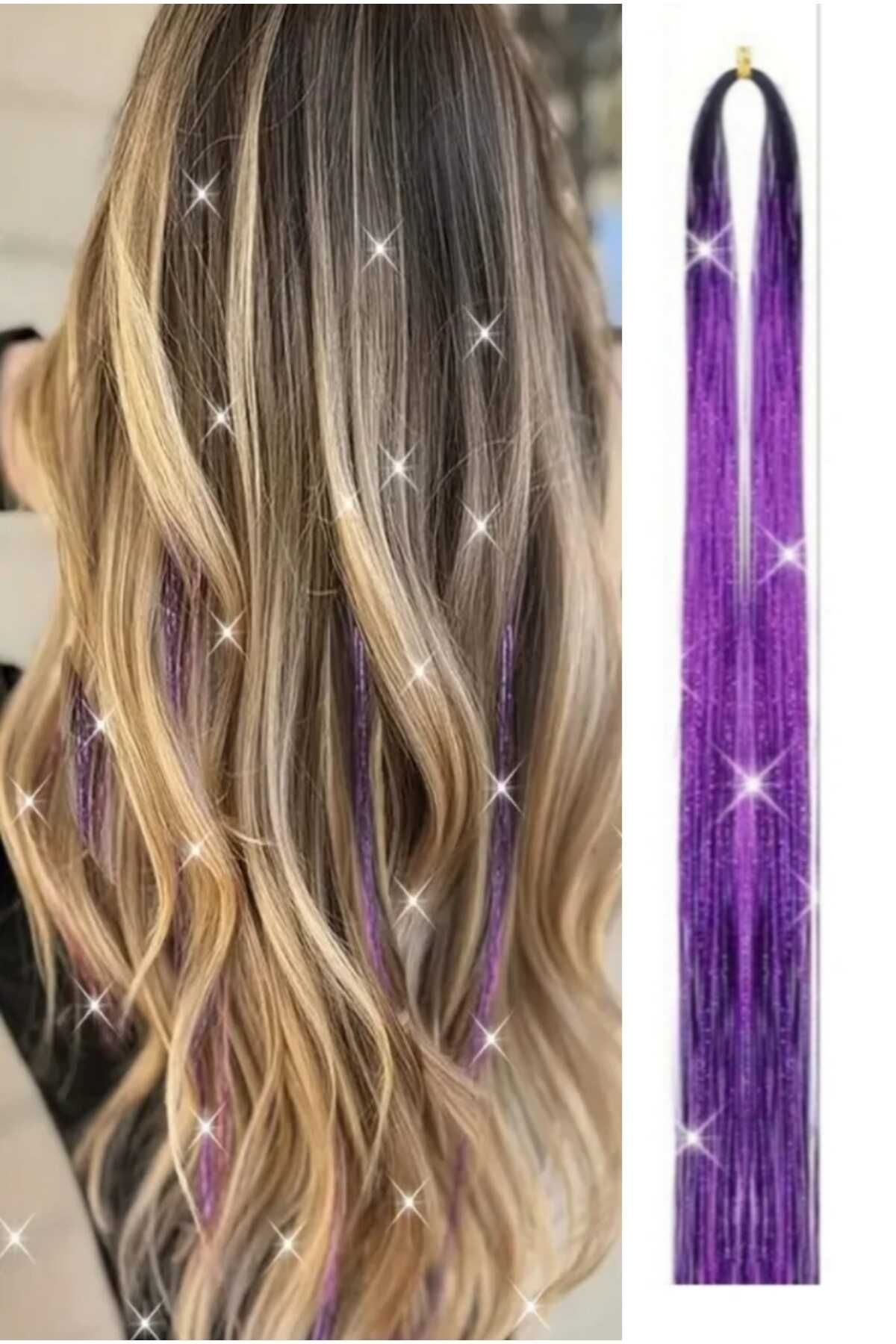 Eva Rose 1 Paket Tinsel Saç Simi Simli Saç Aksesurı/ Saç Işıltısı Yan Postiş Hair Tinsel Shiny Hair