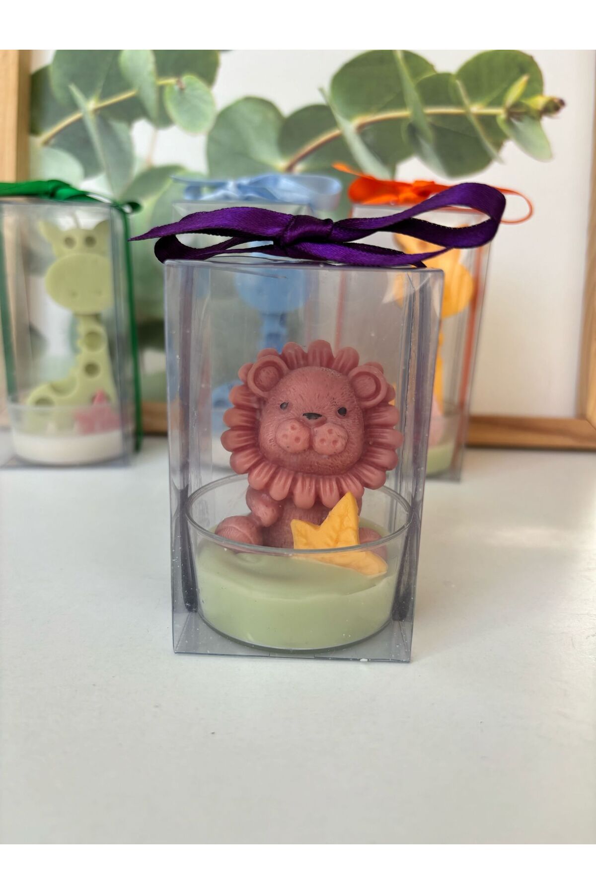 lilium candles aslan mum-10 adettir- parafin -doğum günü mum- sadece kahverengi