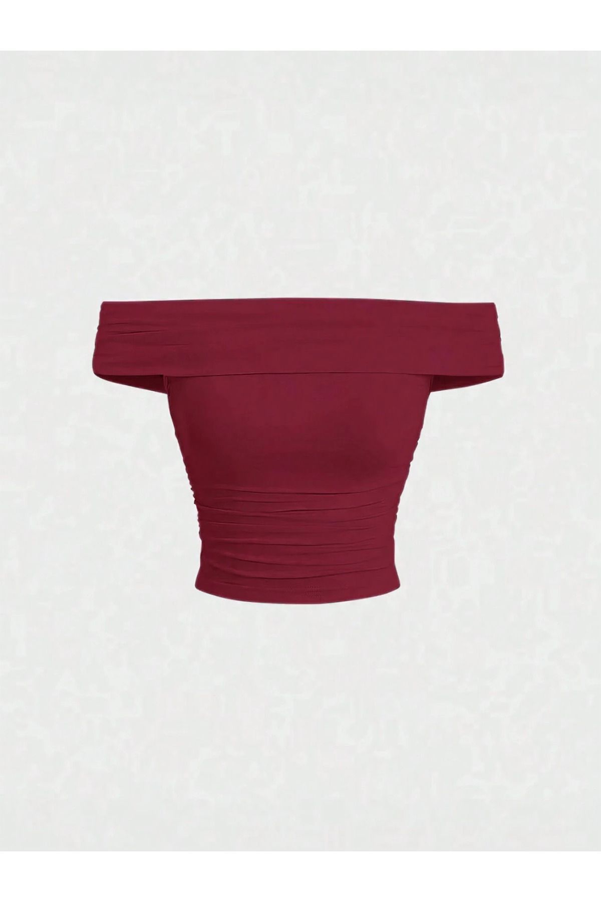 peelter Kadın Trend Kolsuz Madonna Yaka Bel ve Omuz Büzgü Detay Crop Top Bluz