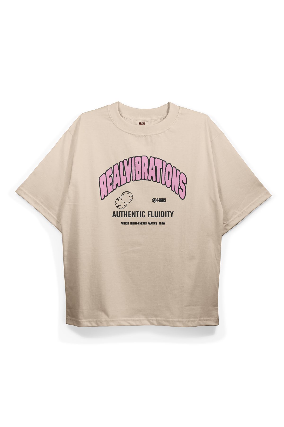 Pinned Unisex Vibration Baskılı Beyaz Oversize Tişört | Arka ve Ön Baskılı Pamuk Yazlık Erkek Kadın Tshirt