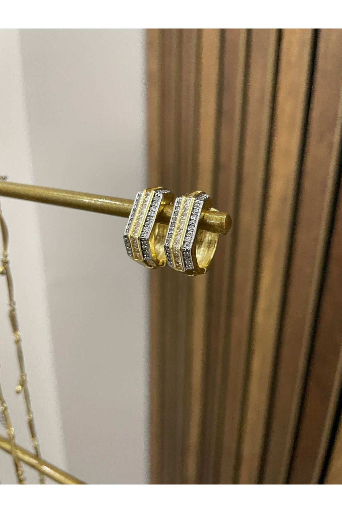 JEWELRY Geometrik Taşlı Halka Küpe