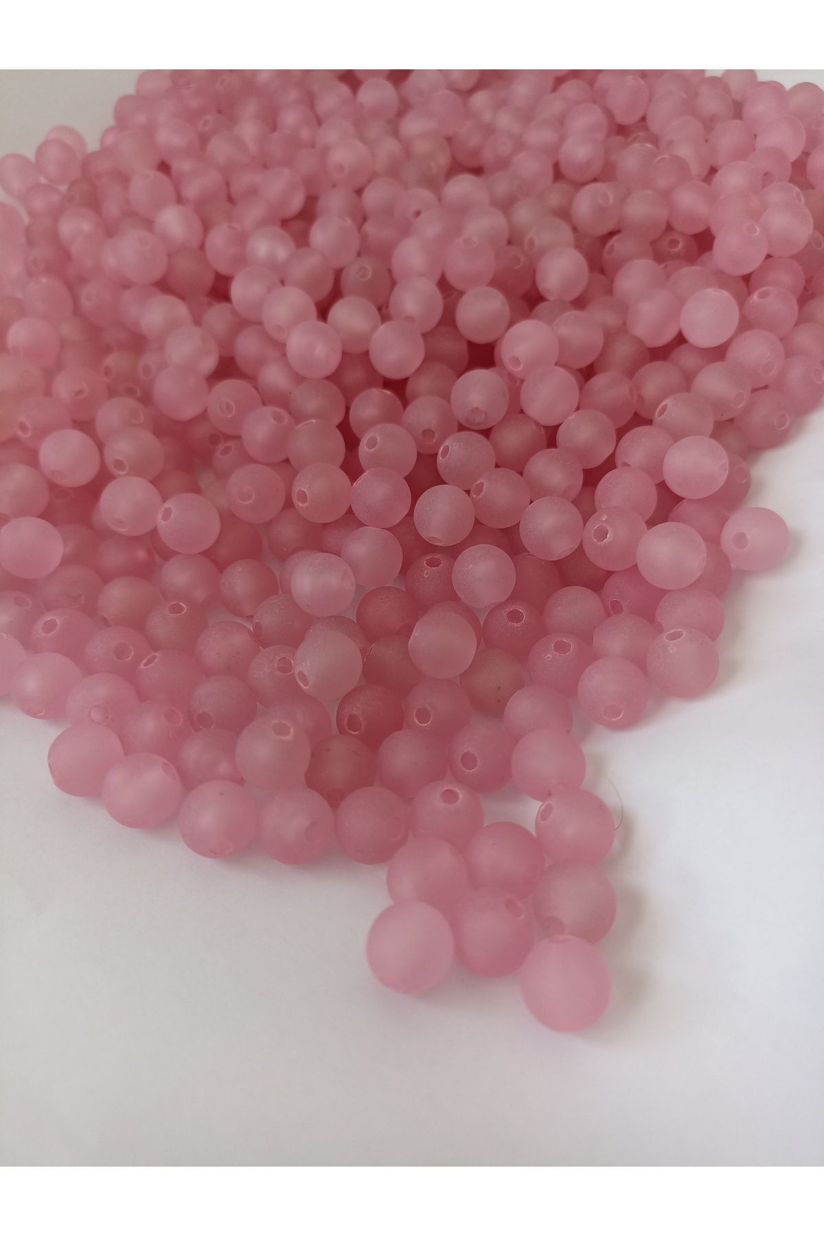 ida design store 10mm Mat Buzlu Pembe Renk Yuvarlak Boncuk 100GR
