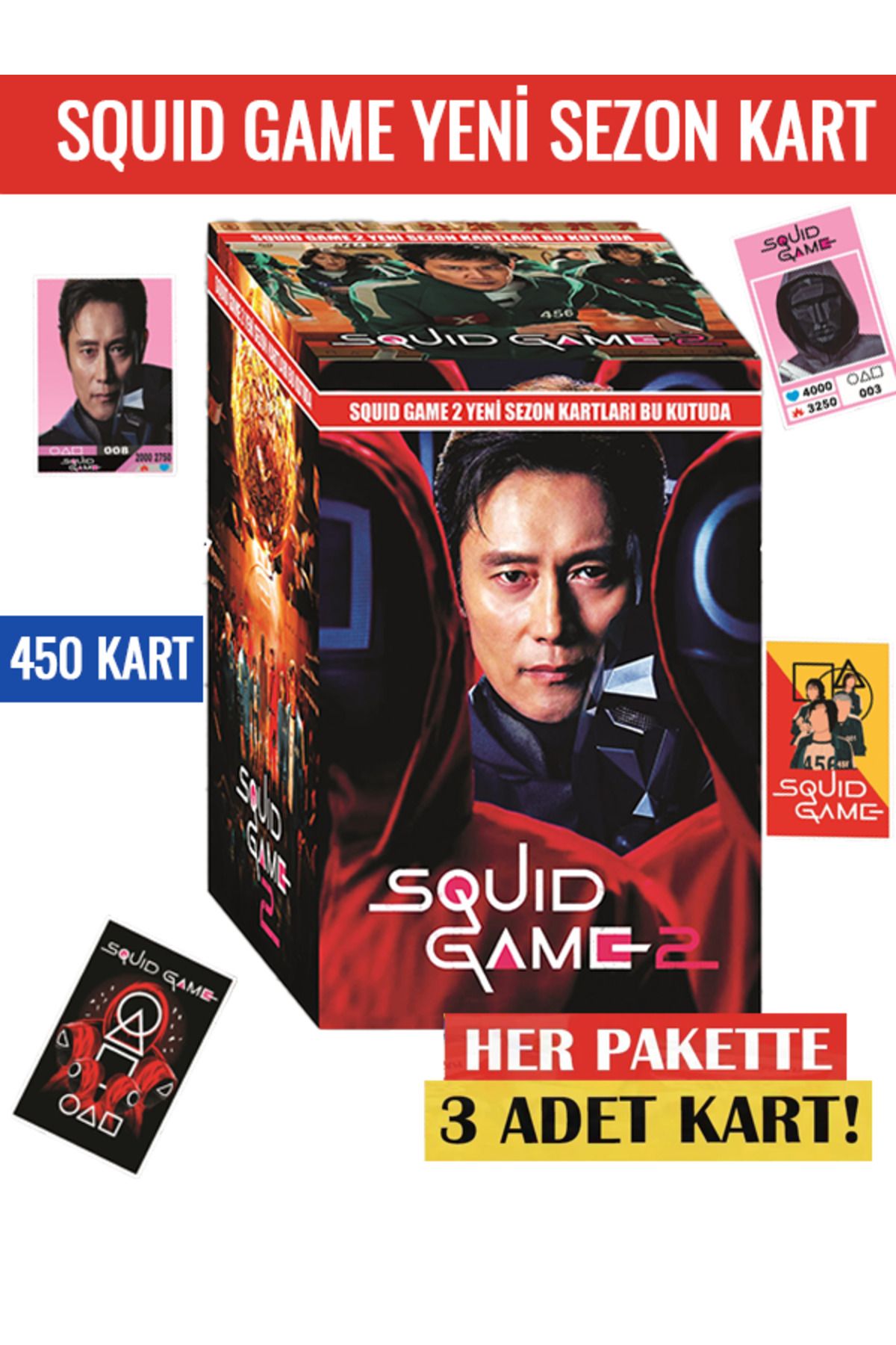 Erbek Squid Game 2. Sezon 150 Paket 450 Adet Karakter Kartları (BÜYÜK KUTULU)