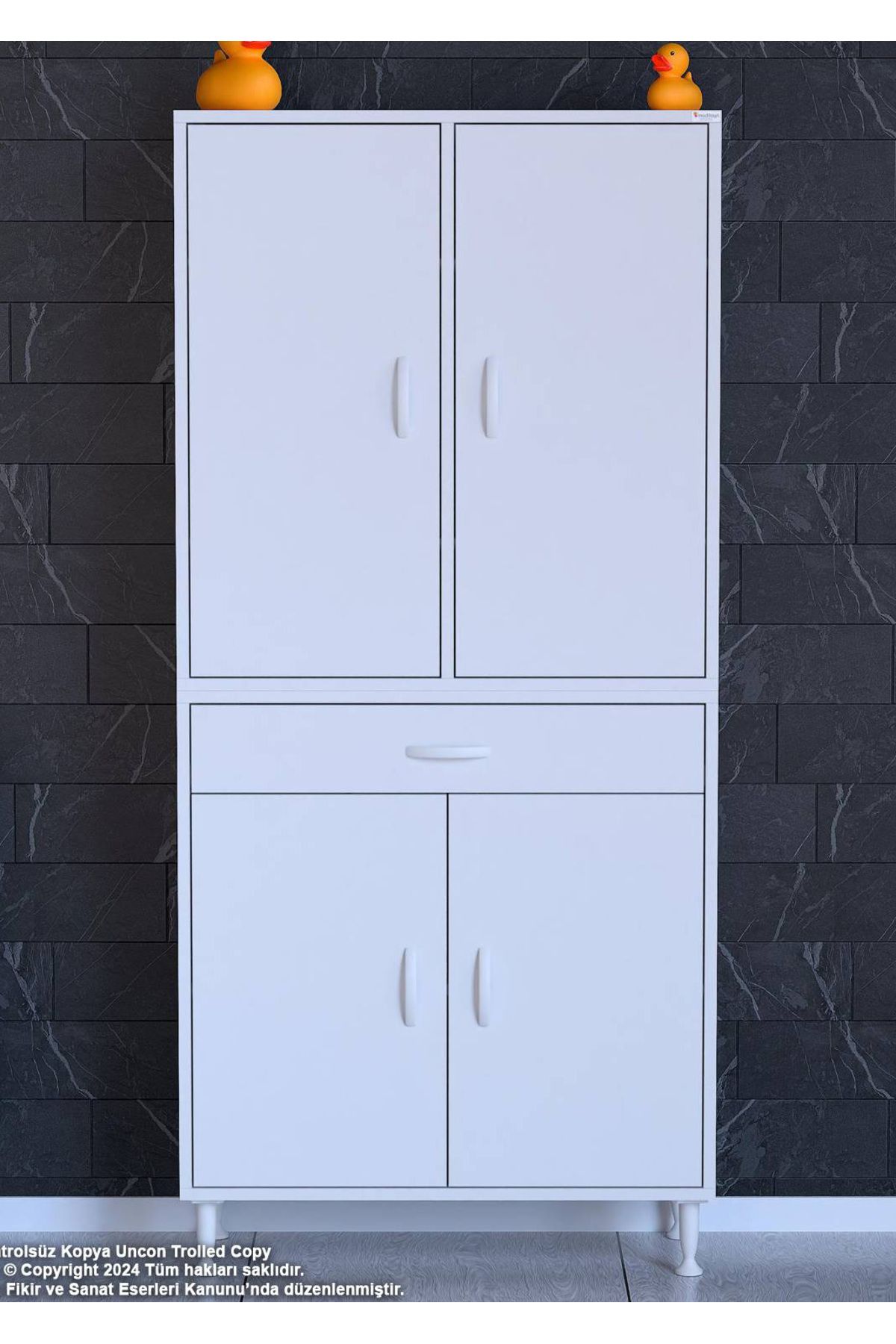 Modilayn 85 x 173 x 32,5 cm’lik 1 Çekmece 4 Kapak 5 Raf 8 Gözlü,Organizatör Mutfak Dolabı Çok Amaçlı Dolap