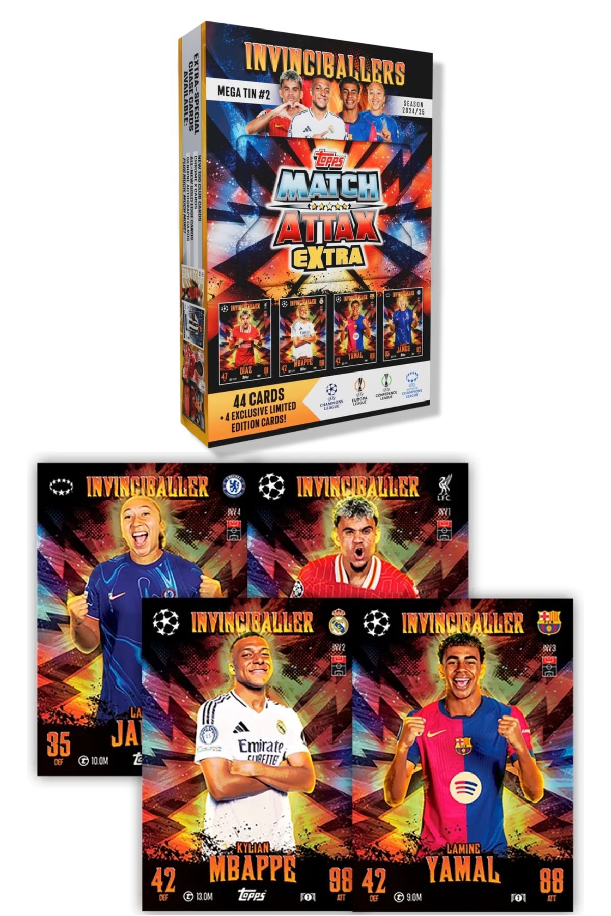 TOYFEST Match Attax Extra - Metal Kutulu Futbolcu Kartı Mega Tin 2 The Invinciballers