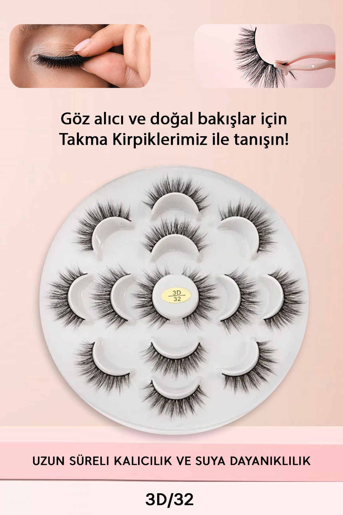Pastelya Doğal Ipek Takma Kirpik 7 Çift 3d-32 Hacimli Doğal Görünüm