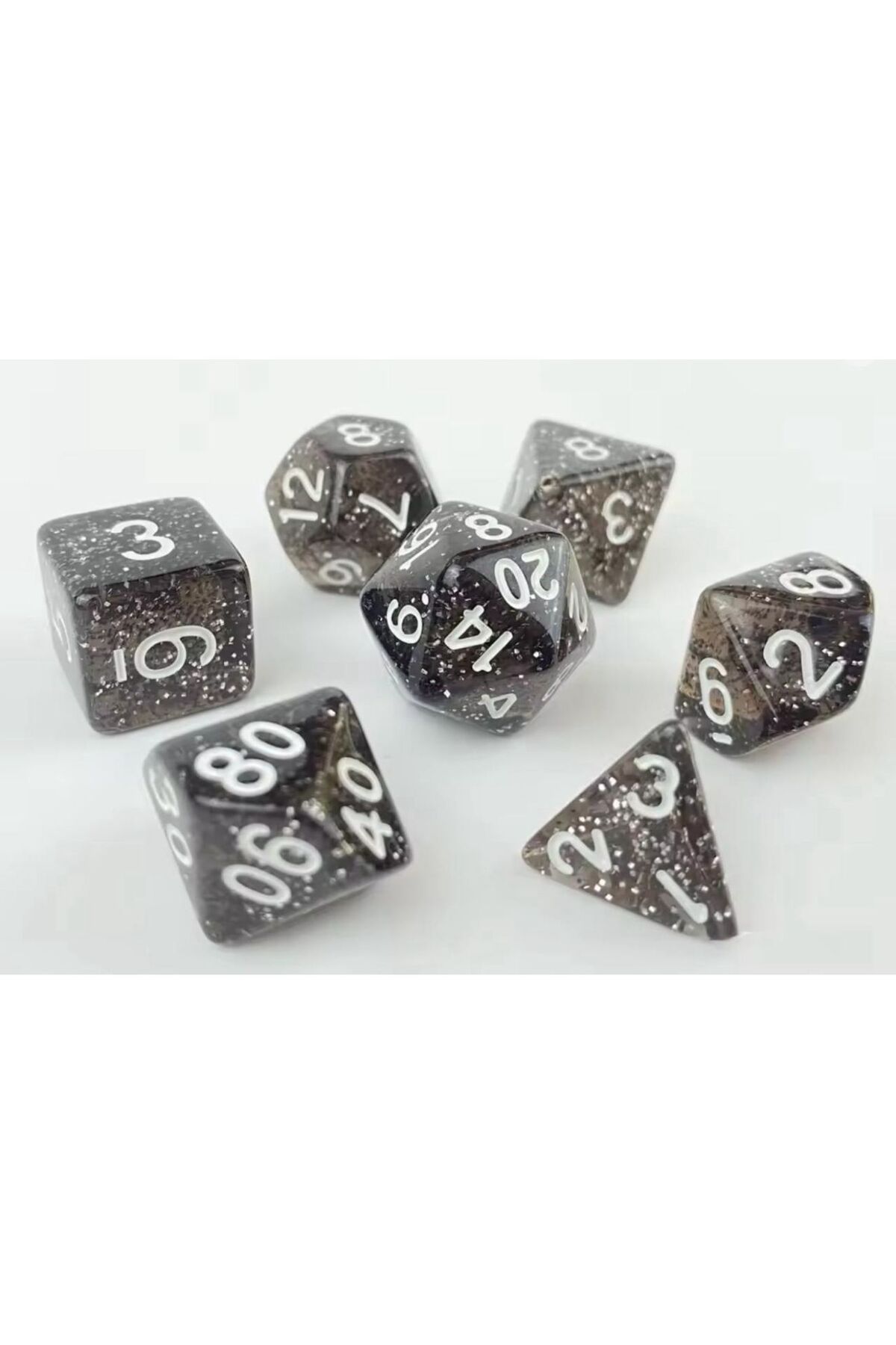 zerzembe DND Frp Zar Seti 7li Set Dnd Zarı Dungeons And Dragons Masaüstü Oyun Zarı Şeffaf sımlı sıyah