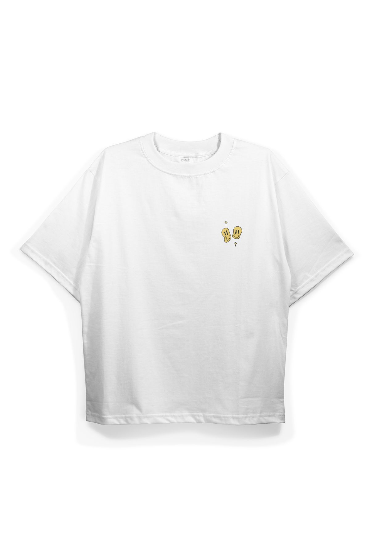 Pinned Unisex TakeNoShit Baskılı Beyaz Oversize Tişört | Arka ve Ön Baskılı Pamuk Yazlık Erkek Kadın Tshirt
