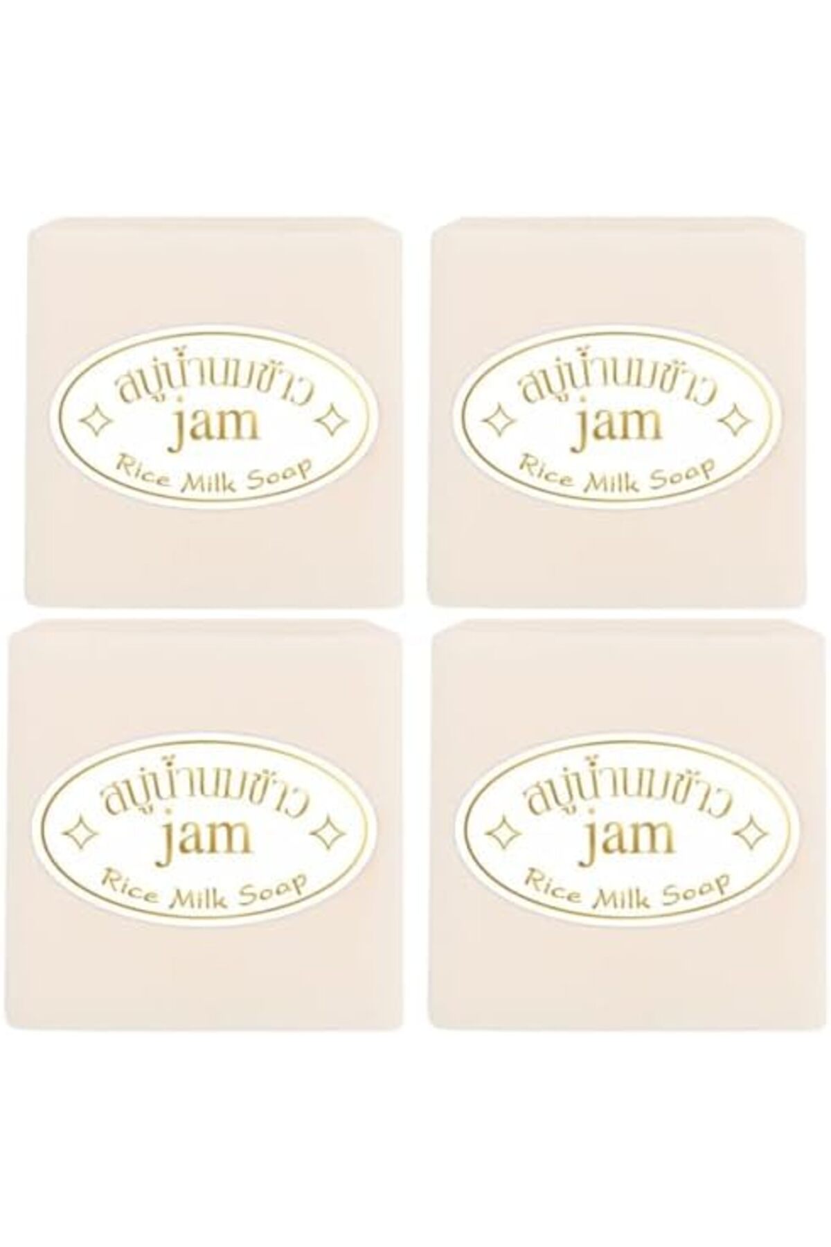 Jam 4Pcs Rice Milk Soap (4x65G), Thailand Rice Handmade Soap, Face & Body Cle...