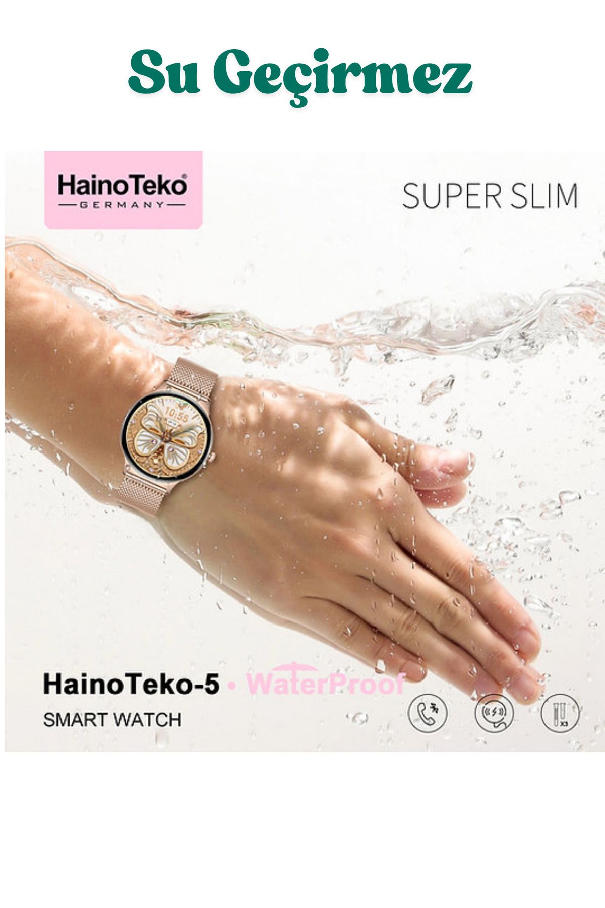 BellaThec Haino Teko-5 Süper Slim Akıllı Saat Su Geçirmez Şık Tasarım iOS ve Android Uyumlu