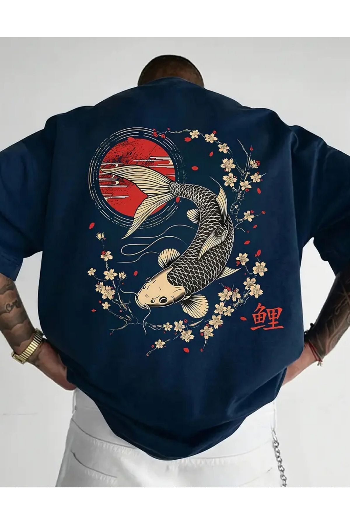 SAJA Unısex Kadın/Erkek Baskılı Oversize Düşük Kol Bisiklet Yaka T-Shirt