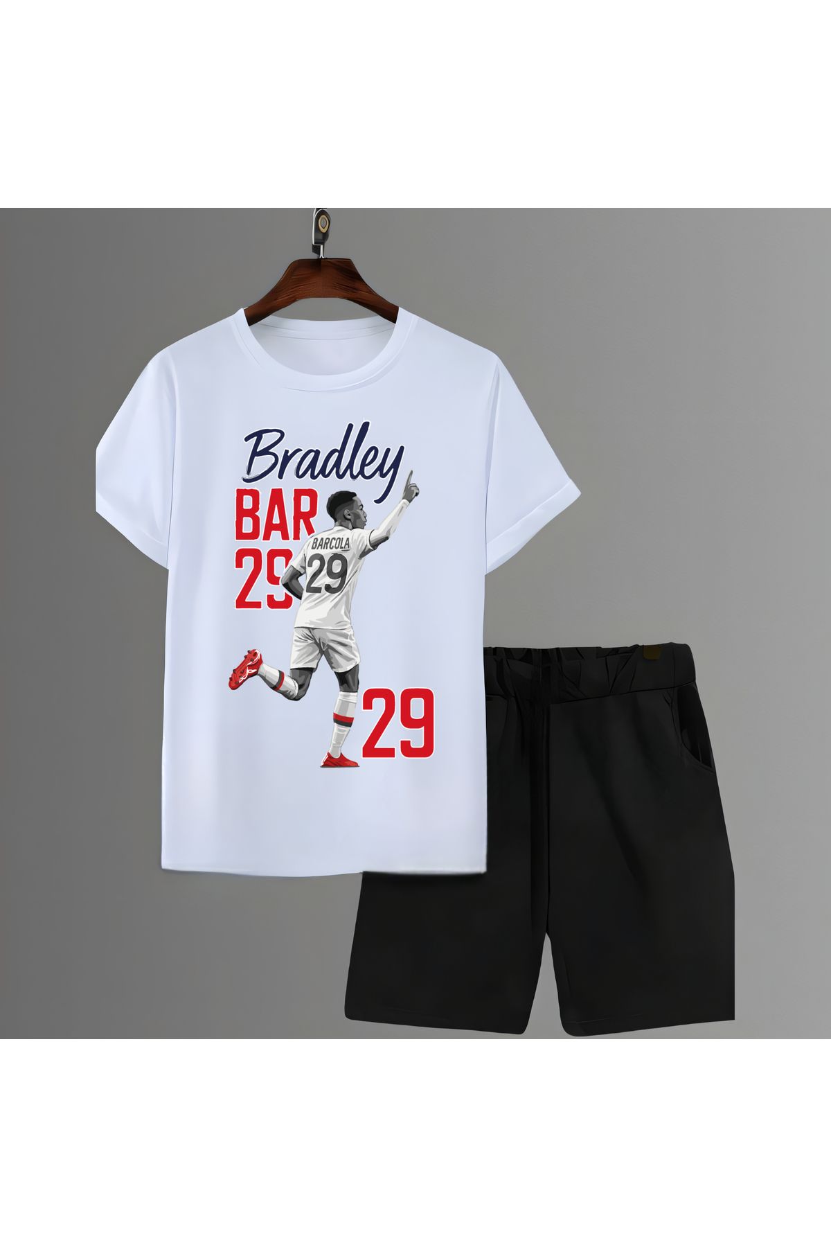 Biy Store Bradley Barcola forma futbol baskılı unisex kısa kollu erkek tişört kadın t-shirt şort takımı