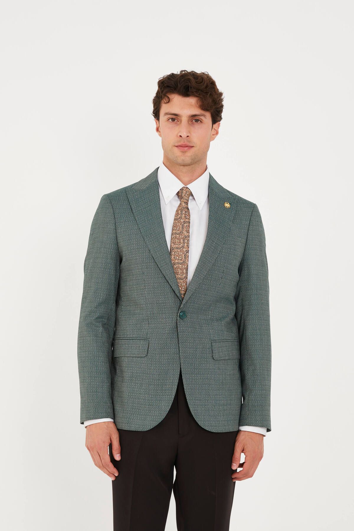 The Tailor Classics Çift Yırtmaçlı Dokulu Blazer Ceket