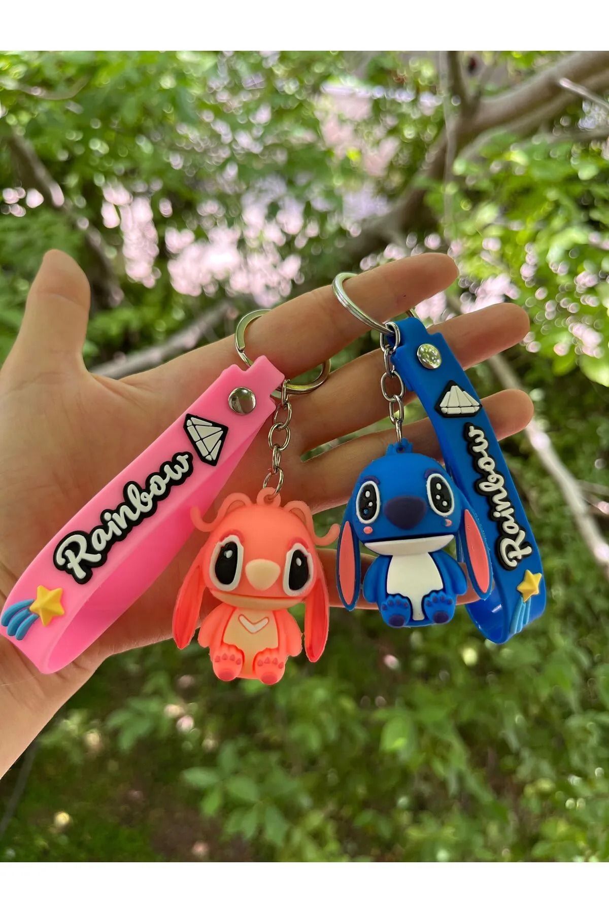 TAYEM 2'li Lilo ve Stitch Anahtarlık, 3D Disney Hediyelik Anahtarlık ve Çanta Süsü, Aksesuarı
