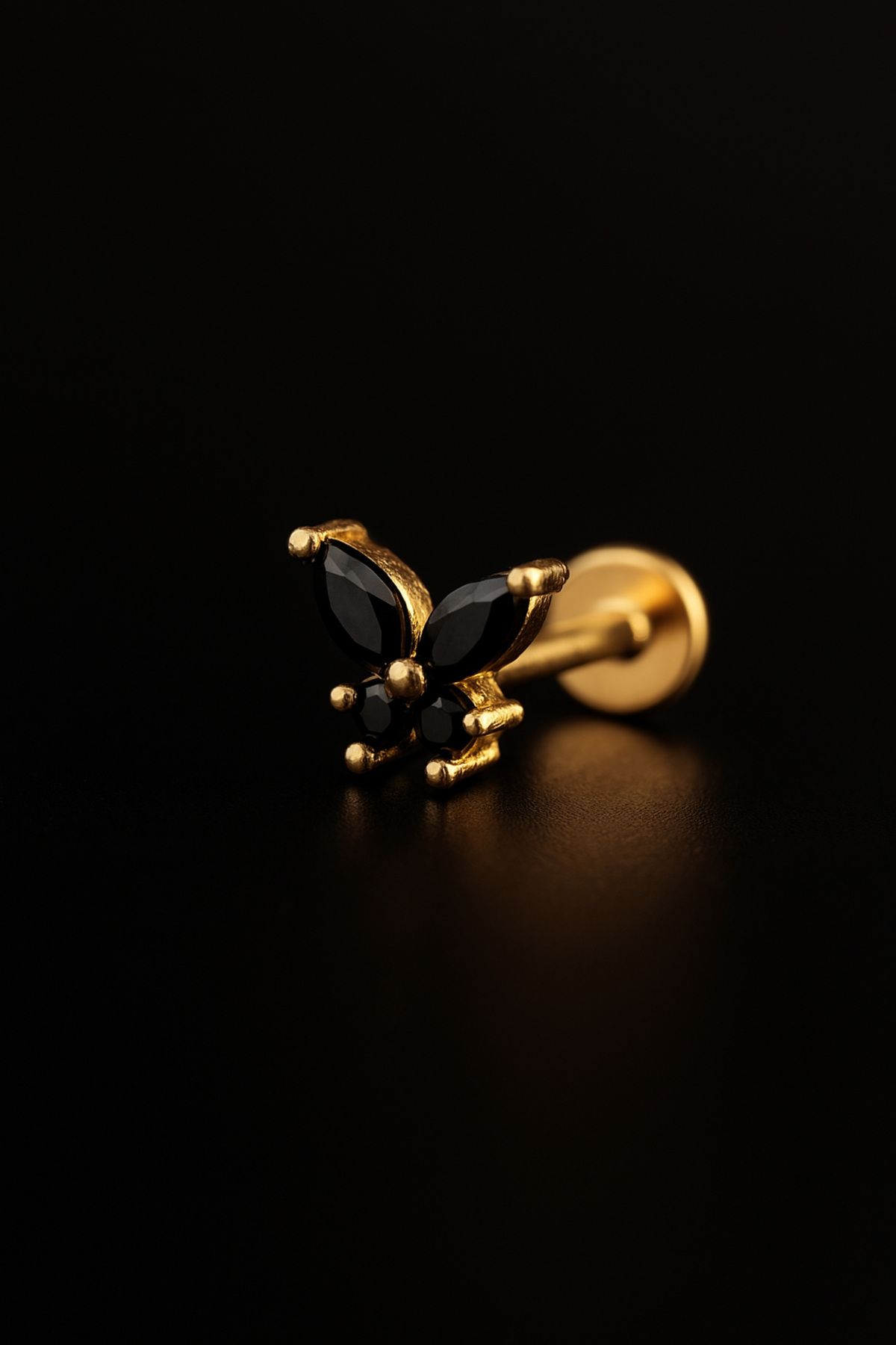 depozoom 316l Cerrahi Çelik Kıkırdak Tragus Ve Tüm Kulak Bölgesine Uygun Etnik Kelebek Zirkon Piercing