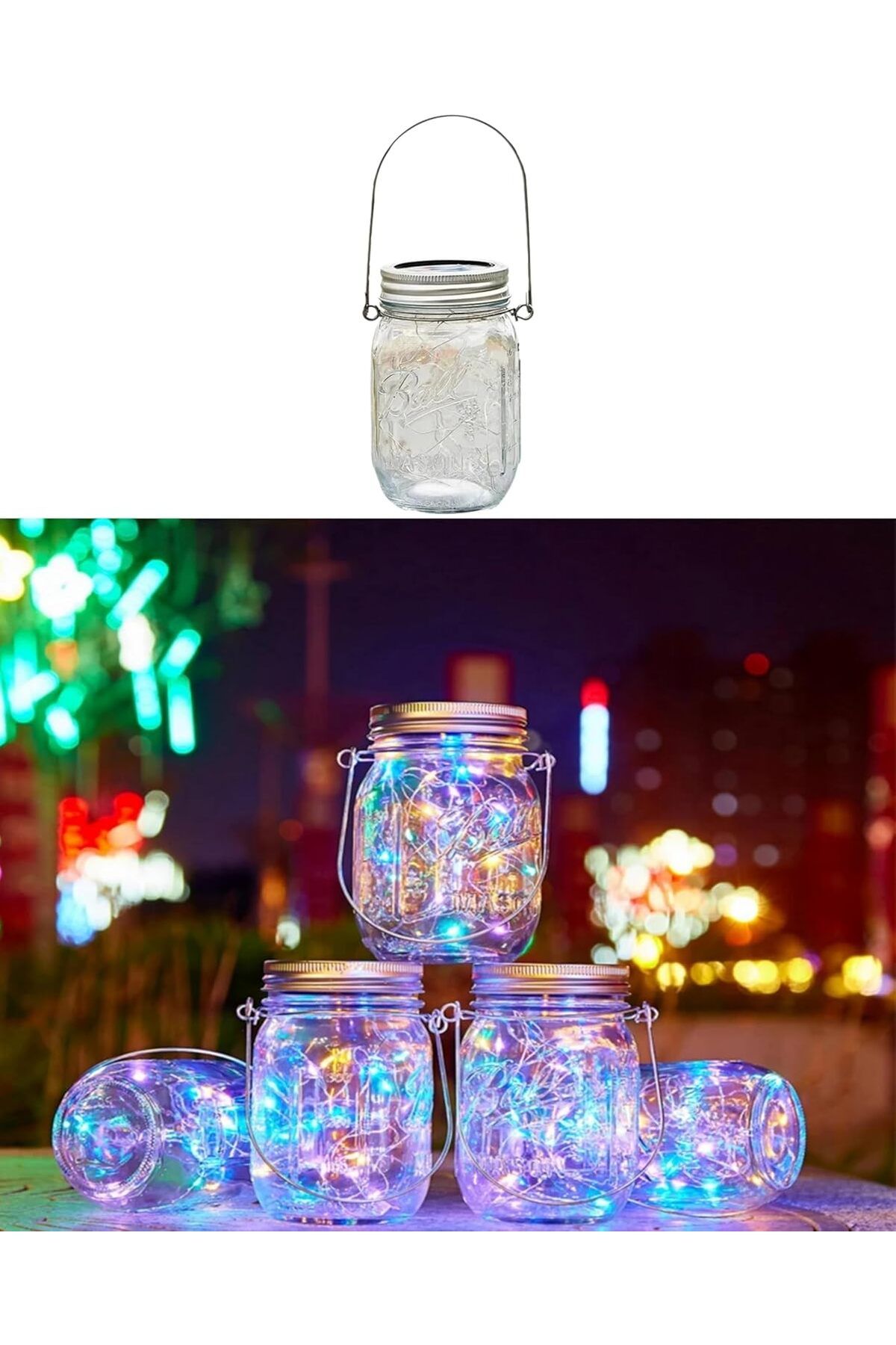 STOREMAX nffastore solar technology Güneş Enerjili 3W RGB Çok Renkli Kavanoz Peri Led Asma Aparatlı 20 Le