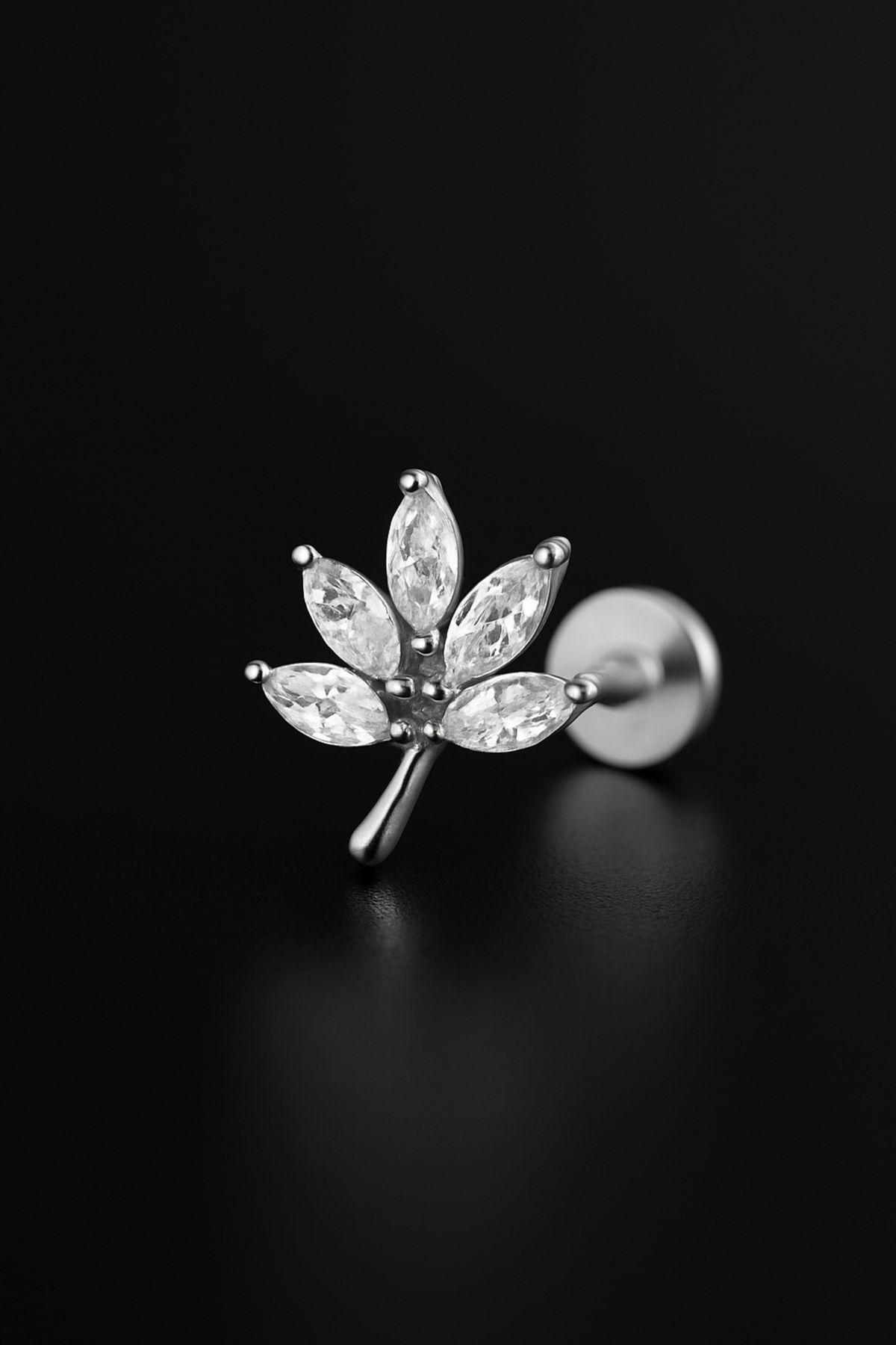 depozoom 316l Cerrahi Çelik Kıkırdak Tragus Ve Tüm Kulak Bölgesine Uygun Zirkon Taş Piercing
