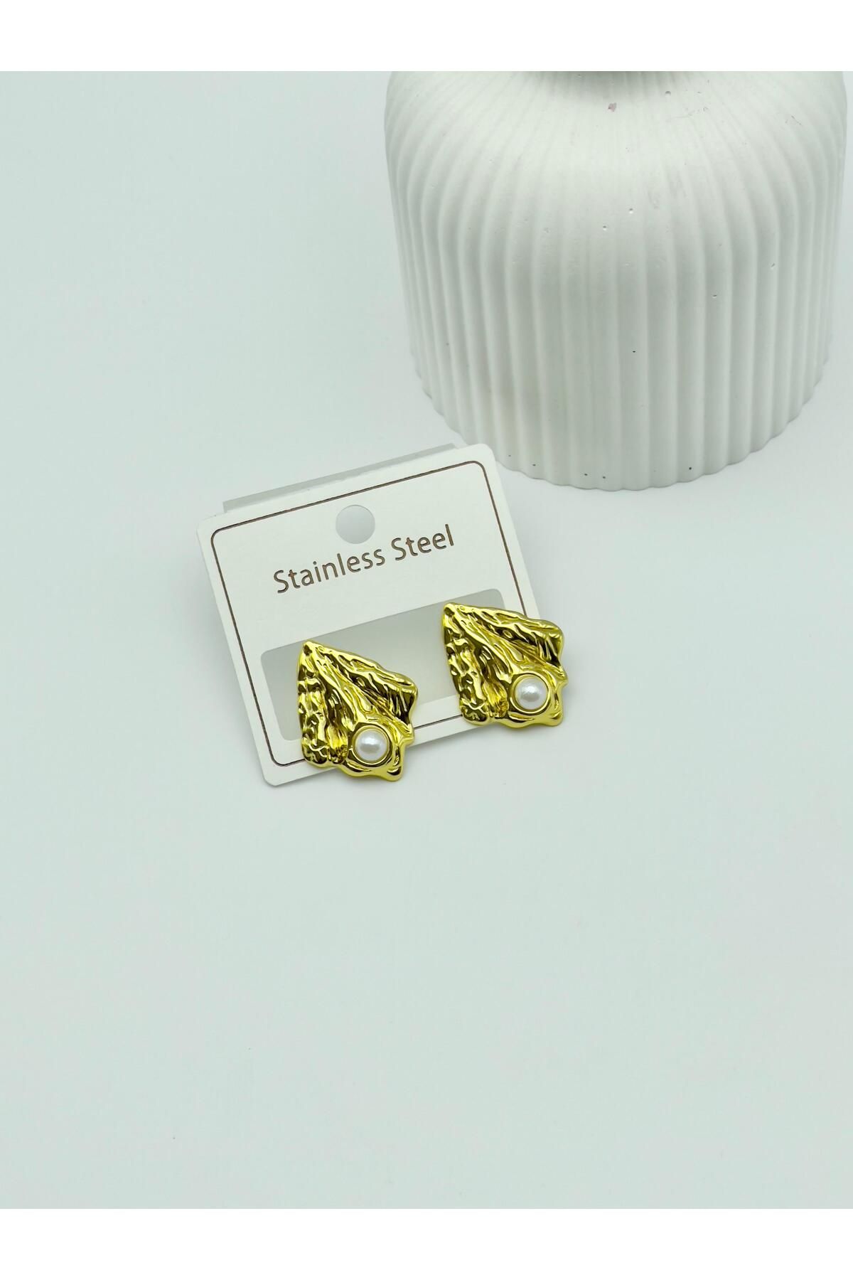ilvesa shop Yeni Sezon Kararmaz Vintage İncili Çelik Küpe