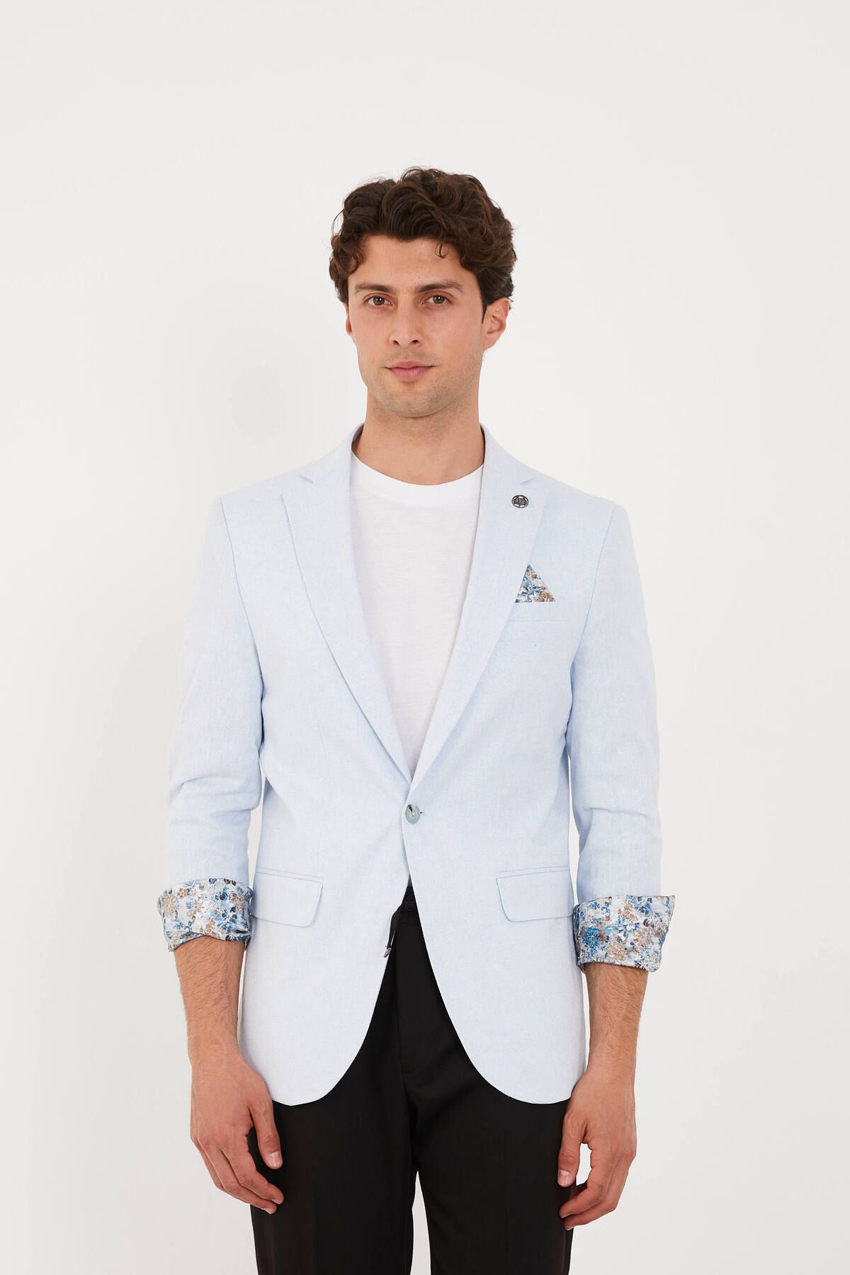 The Tailor Classics Astarı Desenli Çift Yırtmaçlı Blazer Ceket