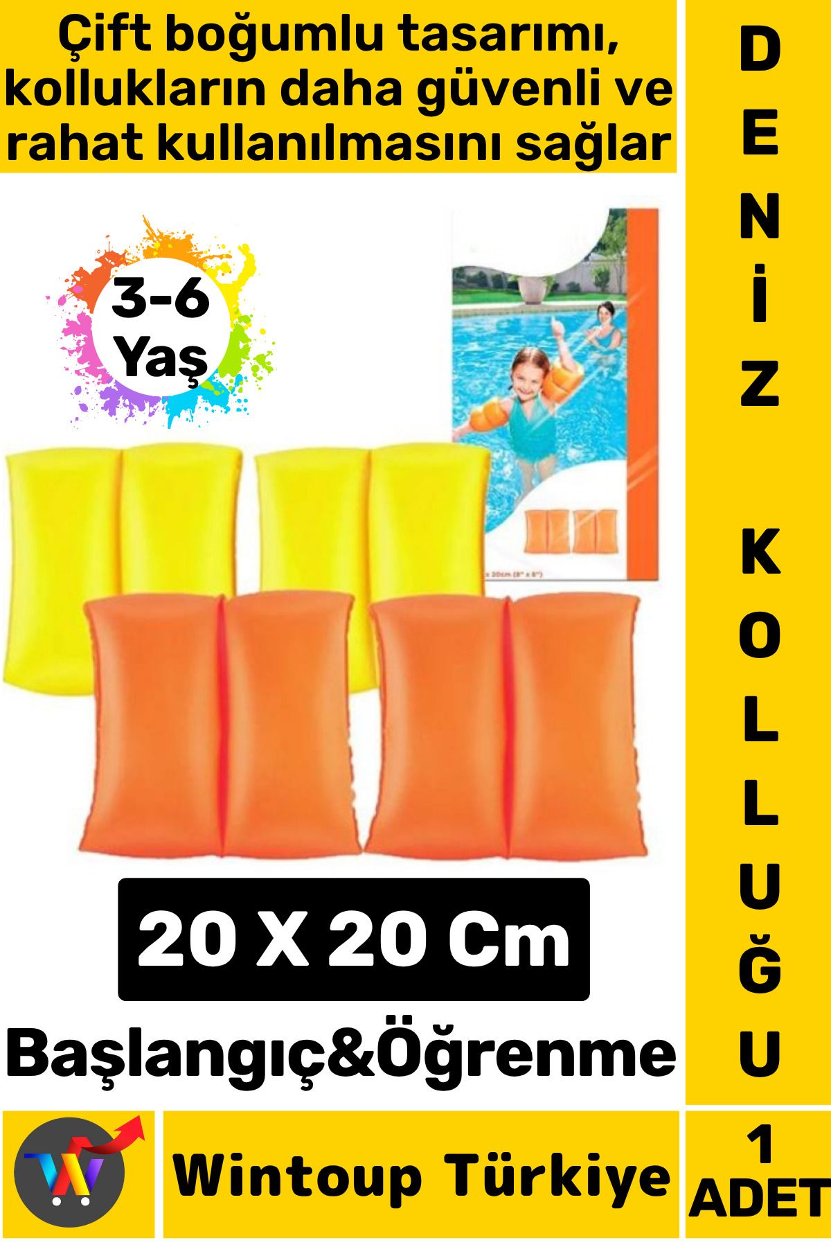 Wintoup Dayanıklı Yüzme Başlangıç Öğrenme 3-6 Yaş Çift Boğumlu Havuz Yüzme ÇOCUK DENİZ KOLLUĞU