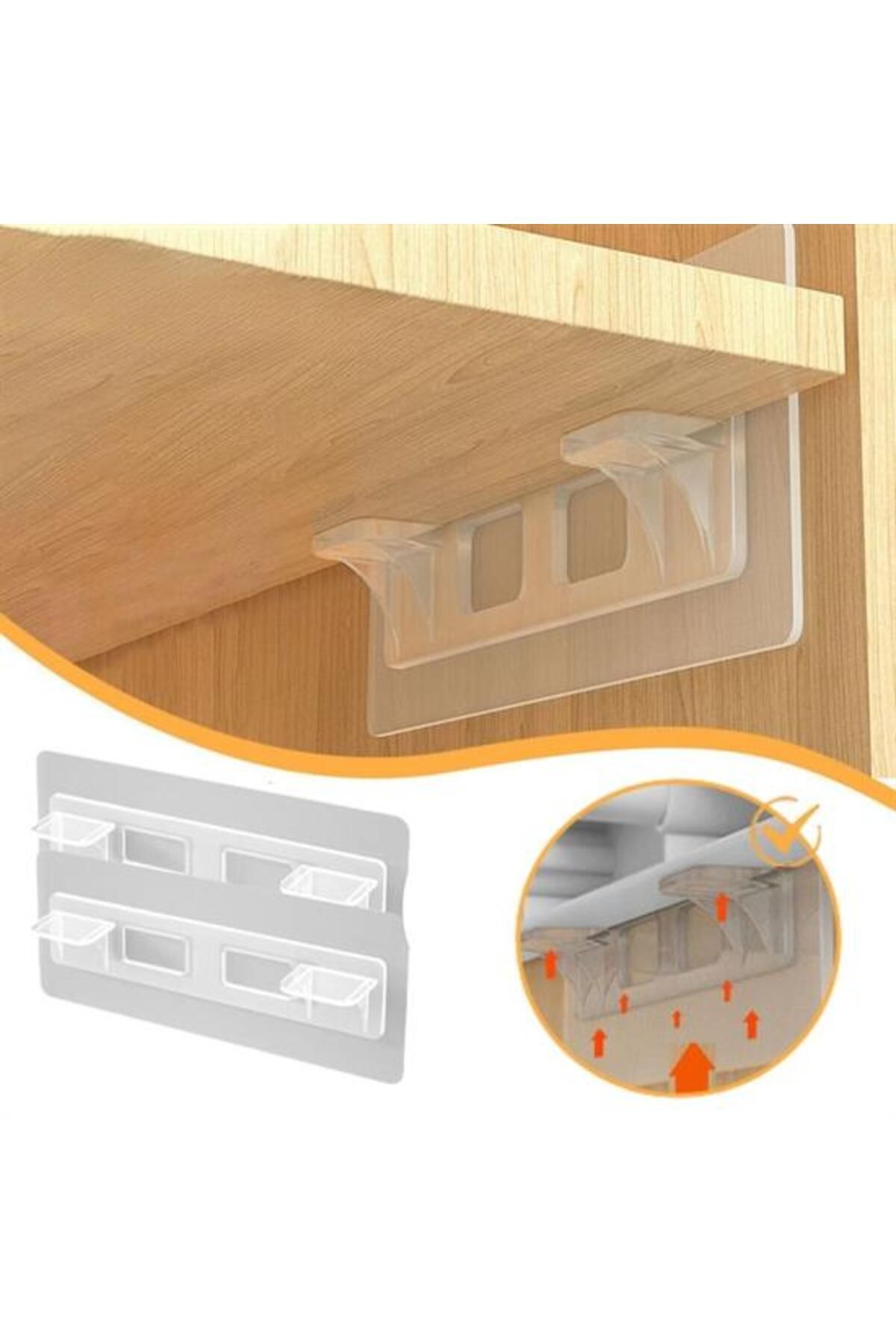 STOREMAX mrttnca Dolap İçi Raflar İçin 4'lü Plastik Güçlü Yapışkanlı Raf Destek Aparatı trnd