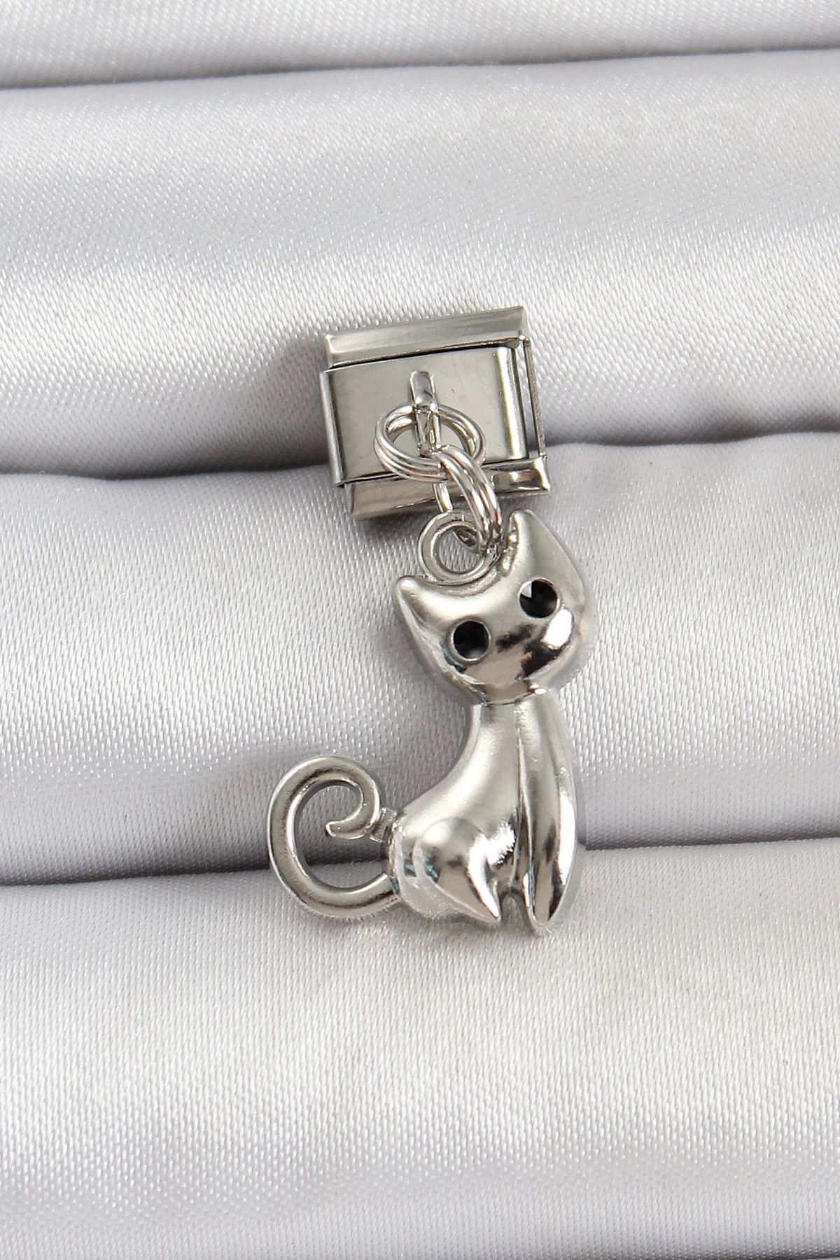 luz&pos 316L Çelik Renk Kedi Model Nomination Charm