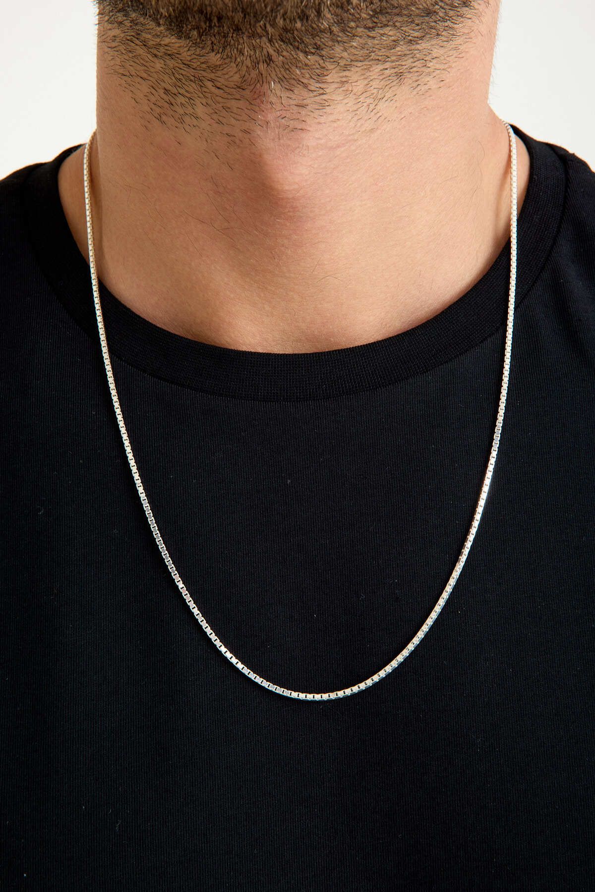 ANDA 925 Ayar Gümüş Unisex Küp Zincir Kolye 1.5 Mm Genişlik