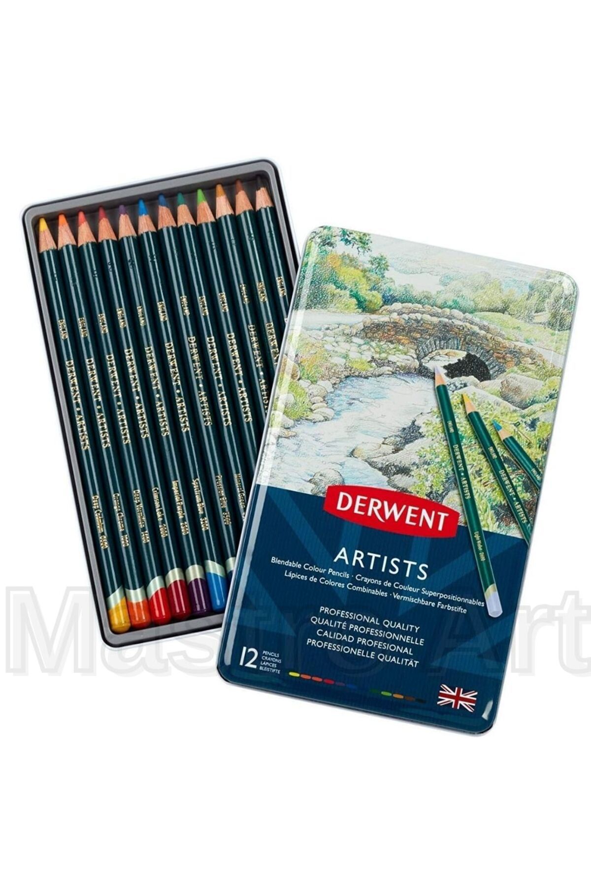 Derwent ARTİSTS KURUBOYA 12 RENK METAL KUTU